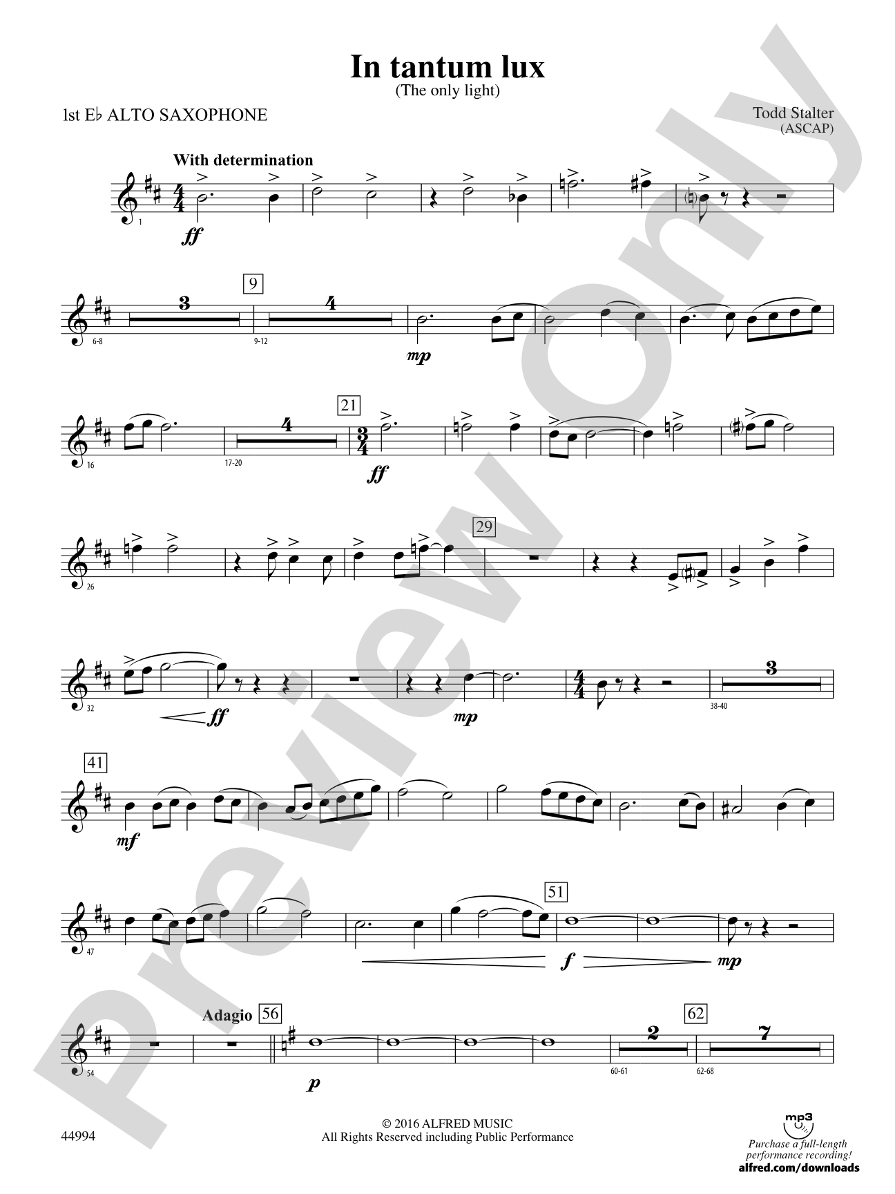 In tantum lux: E-flat Alto Saxophone