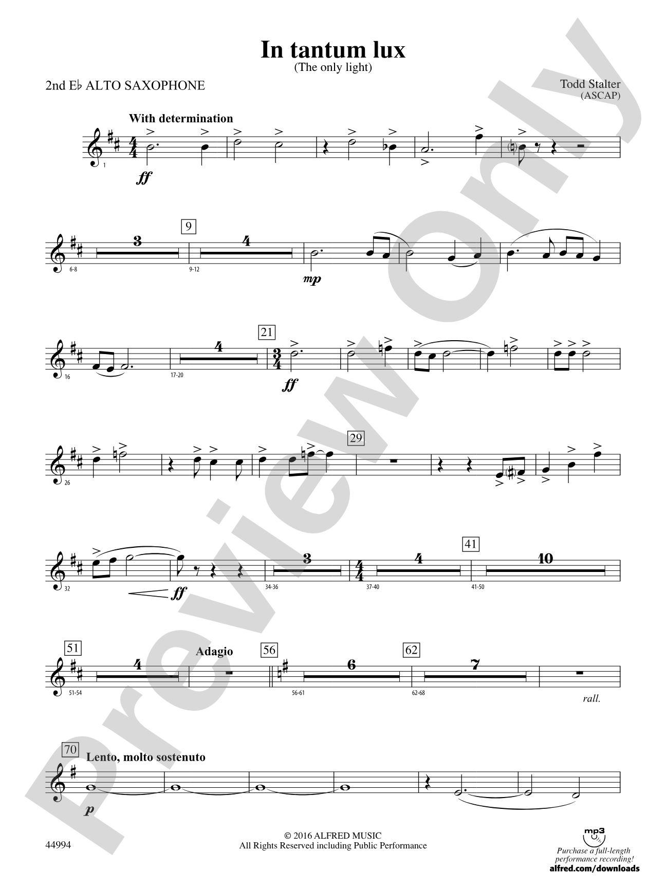 In tantum lux: 2nd E-flat Alto Saxophone