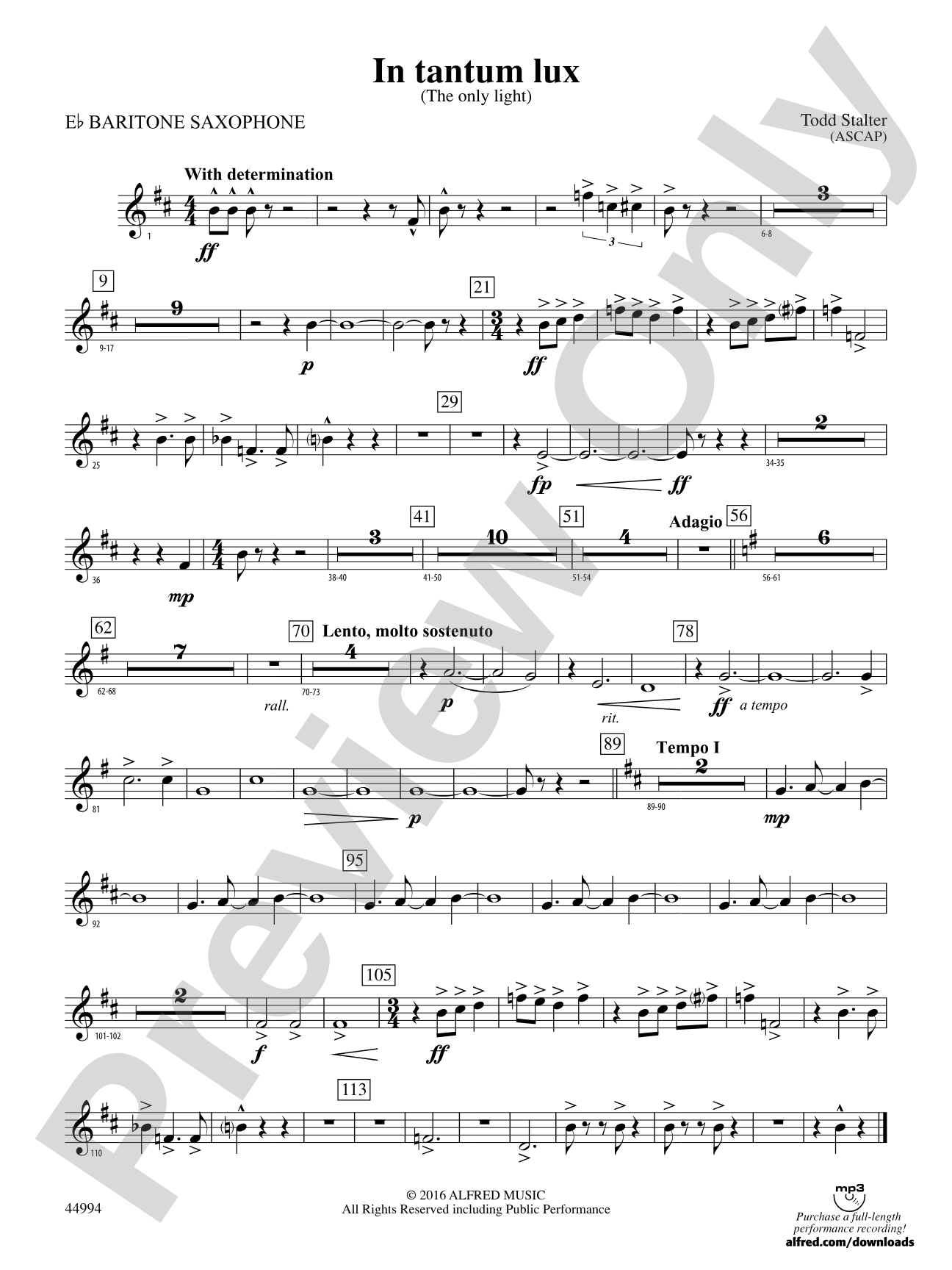 In tantum lux: E-flat Baritone Saxophone