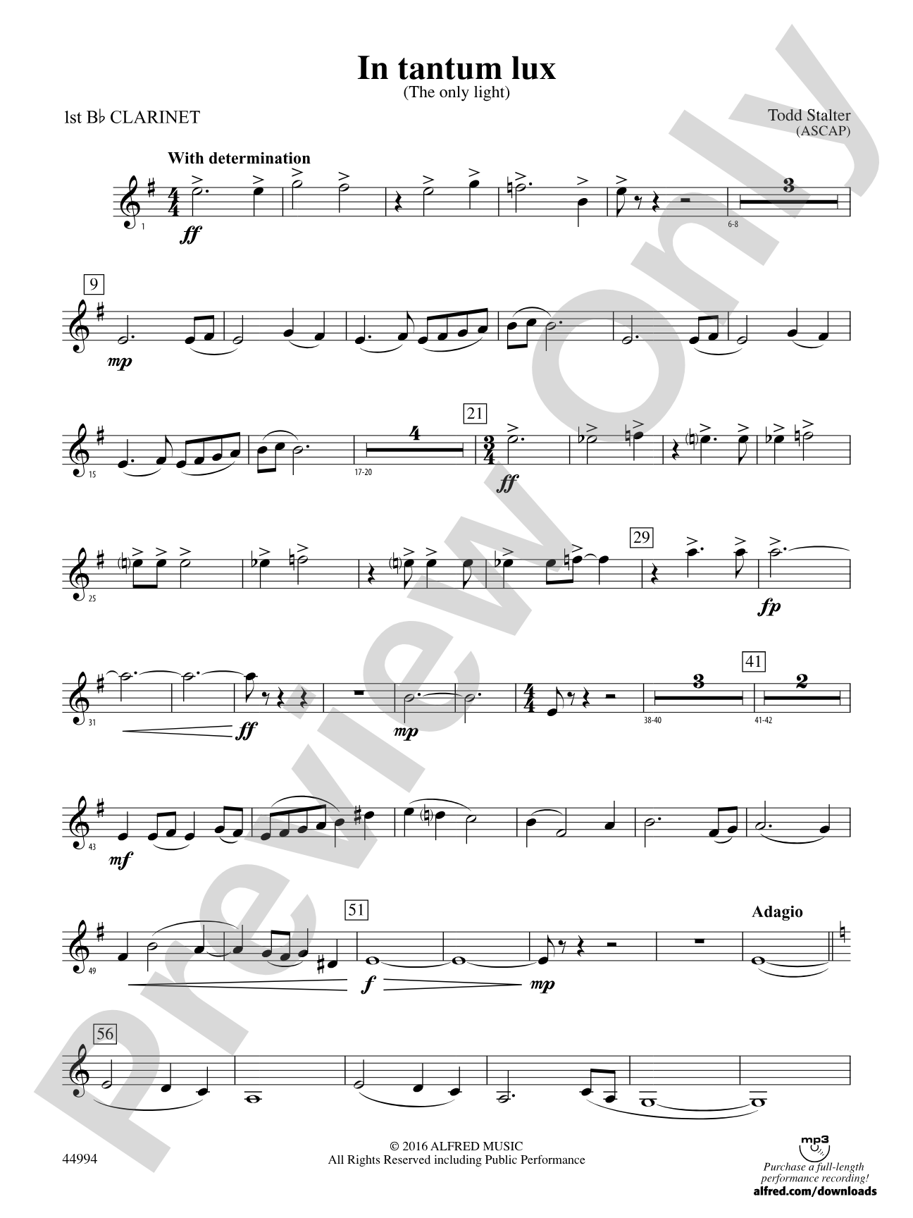 In tantum lux: 1st B-flat Clarinet