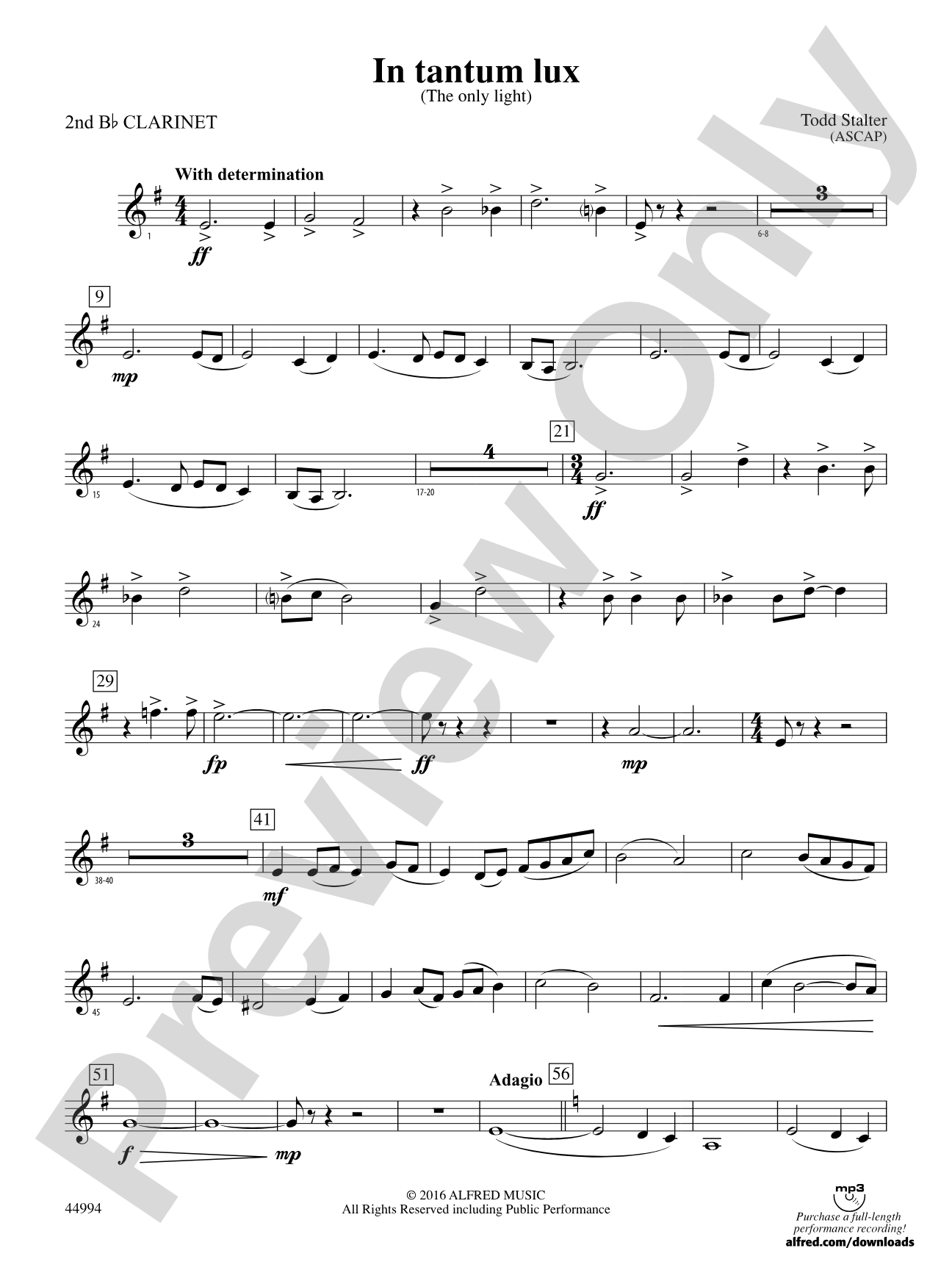 In tantum lux: 2nd B-flat Clarinet