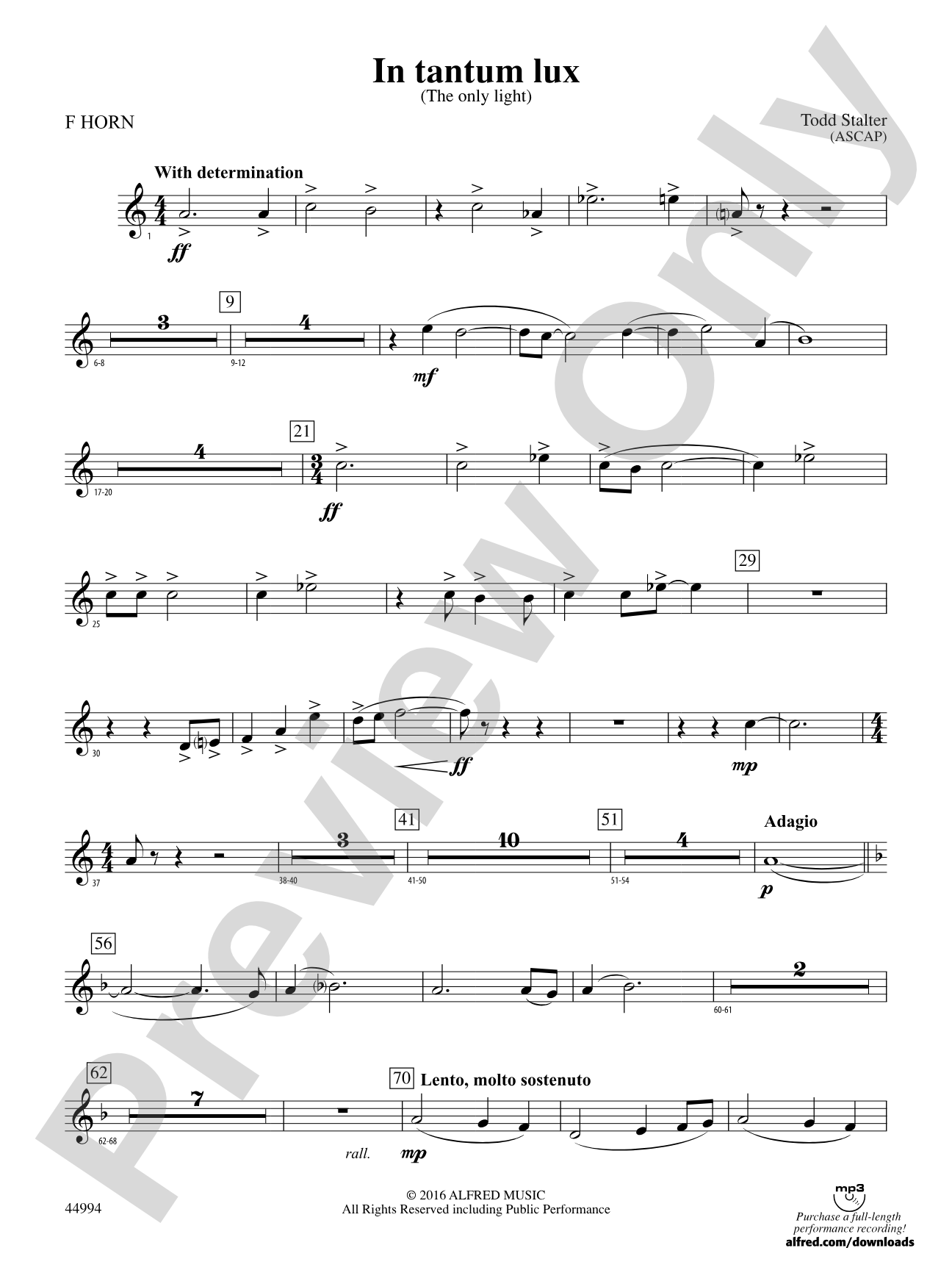 In tantum lux: 1st F Horn