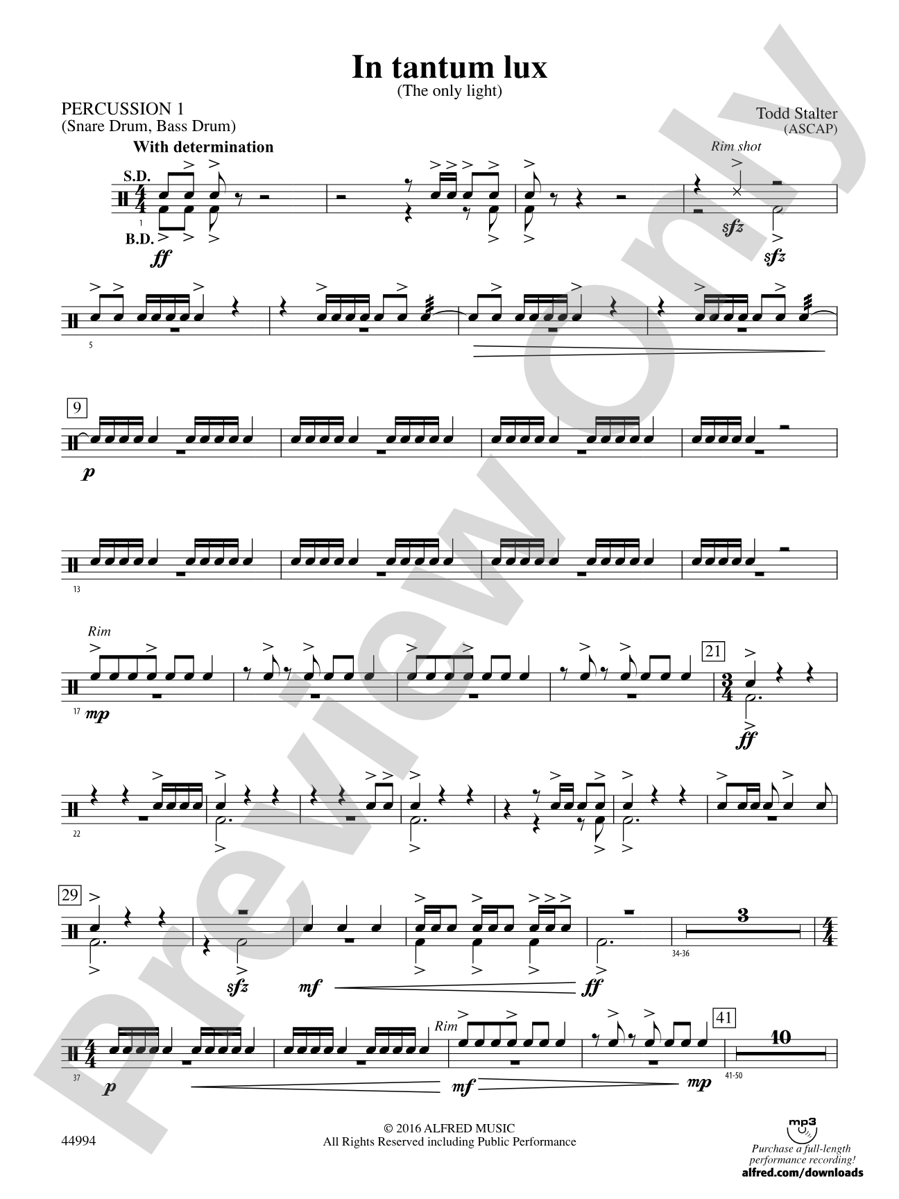 In tantum lux: 1st Percussion