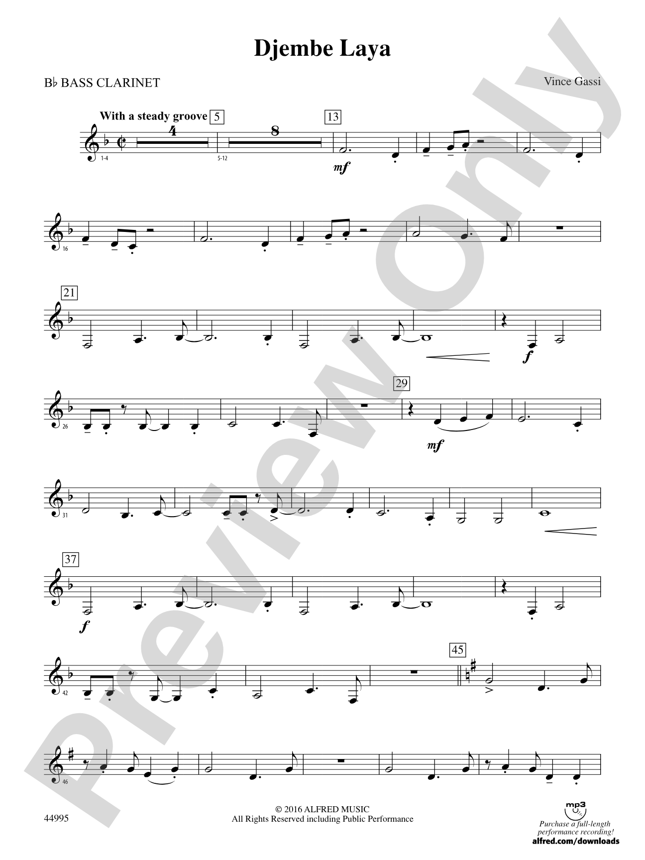 Djembe Laya: B-flat Bass Clarinet