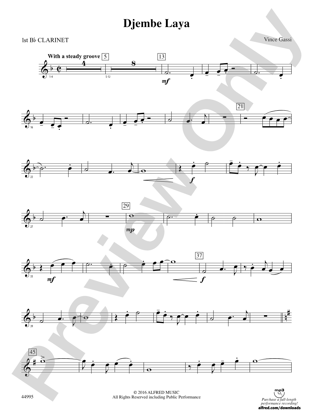 Djembe Laya: 1st B-flat Clarinet