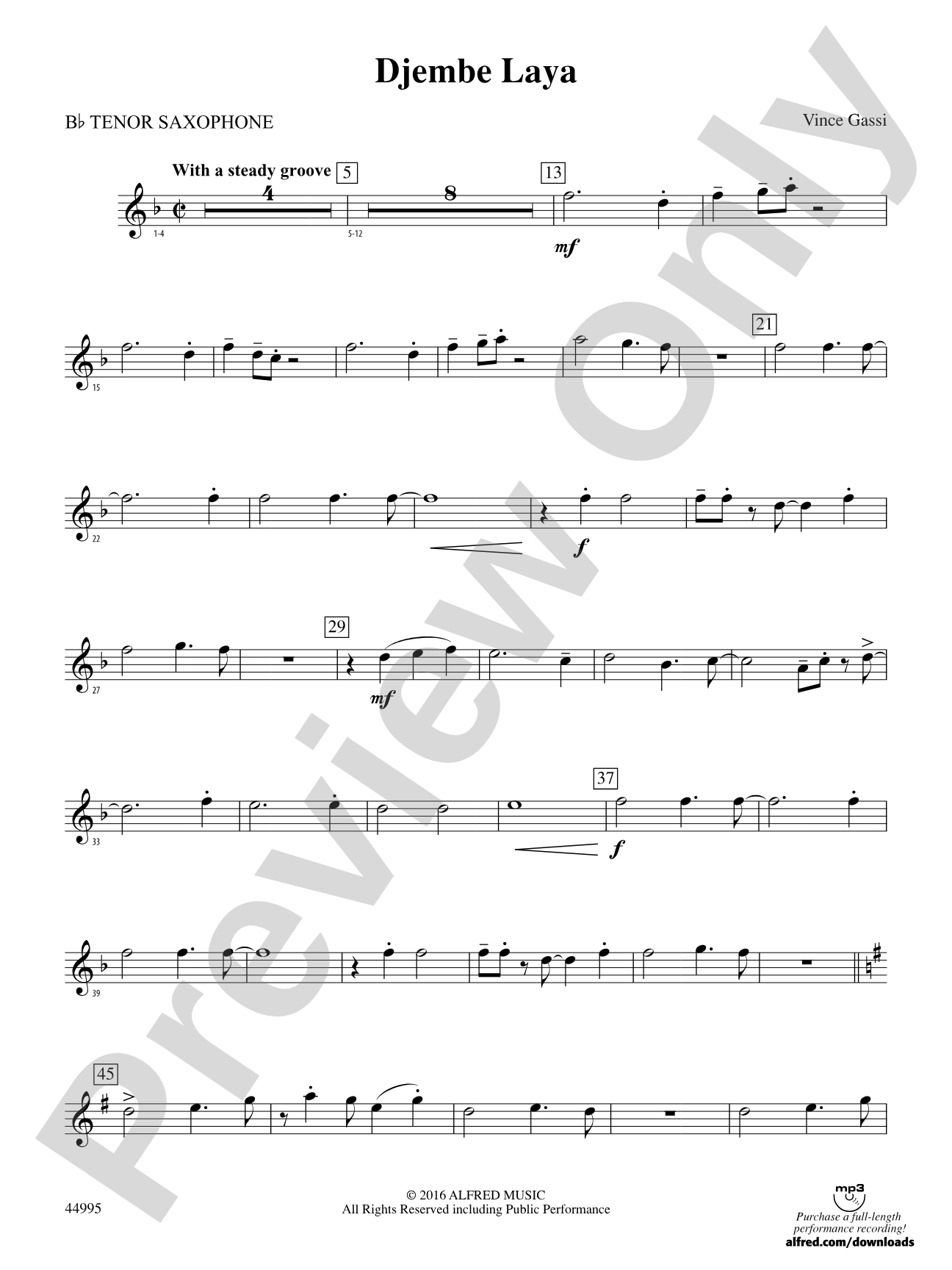 Djembe Laya: B-flat Tenor Saxophone