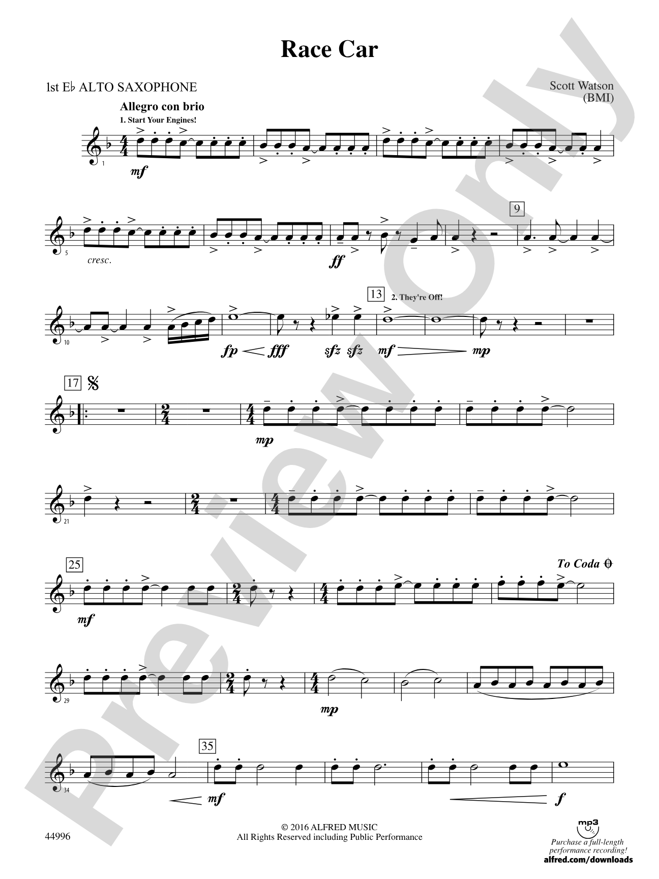 Race Car: E-flat Alto Saxophone