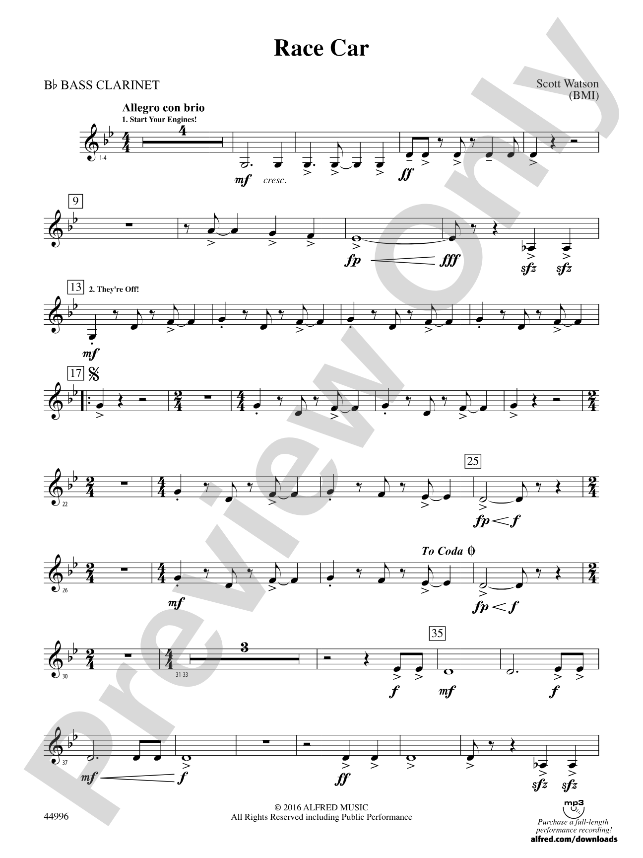 Race Car: B-flat Bass Clarinet