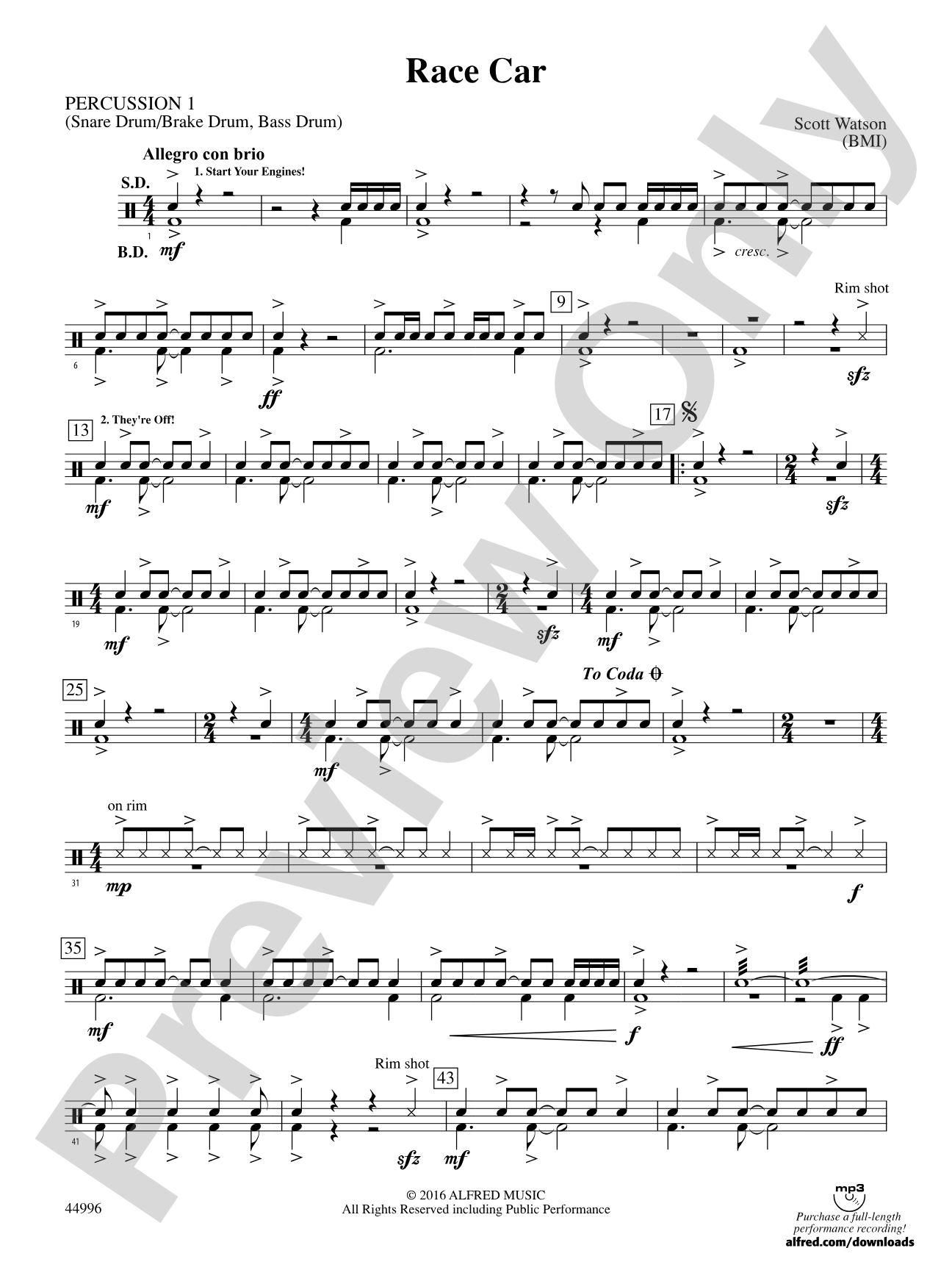 Race Car: 1st Percussion