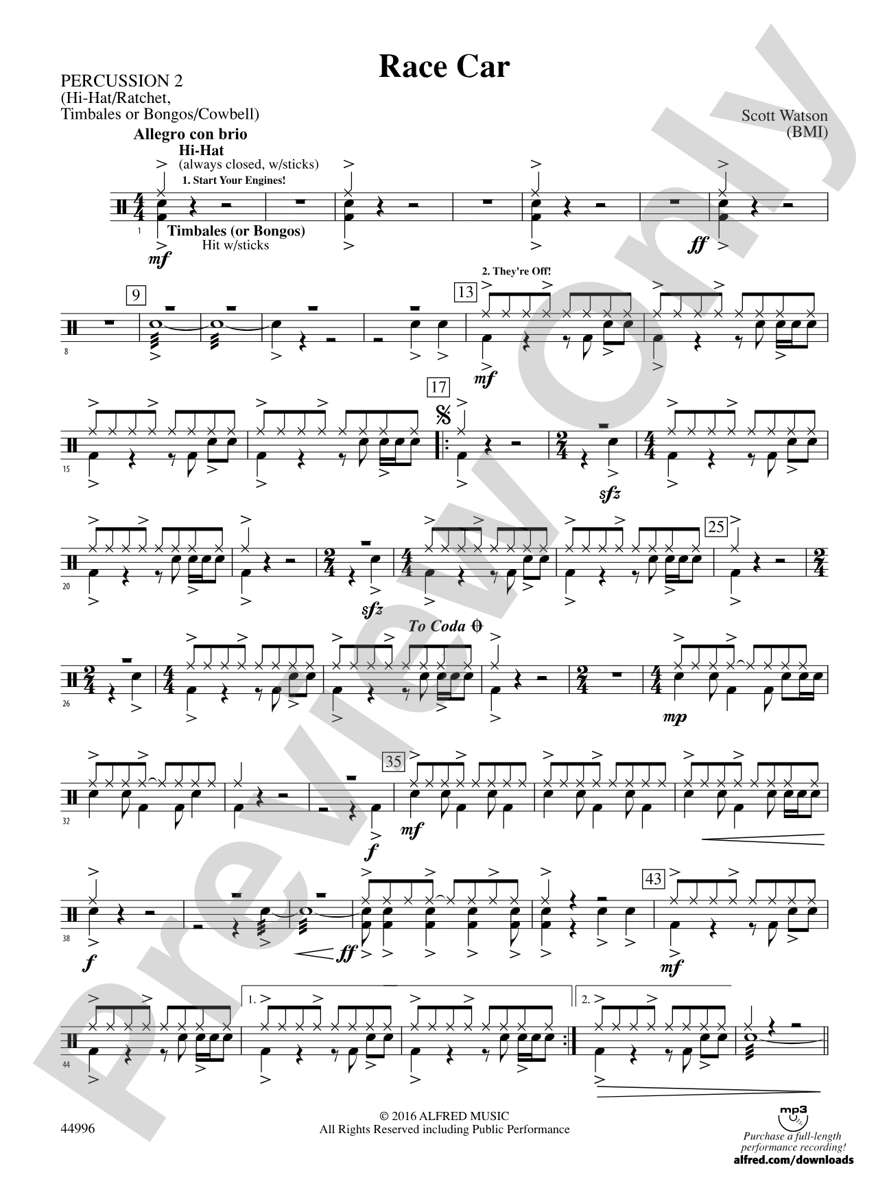 Race Car: 2nd Percussion