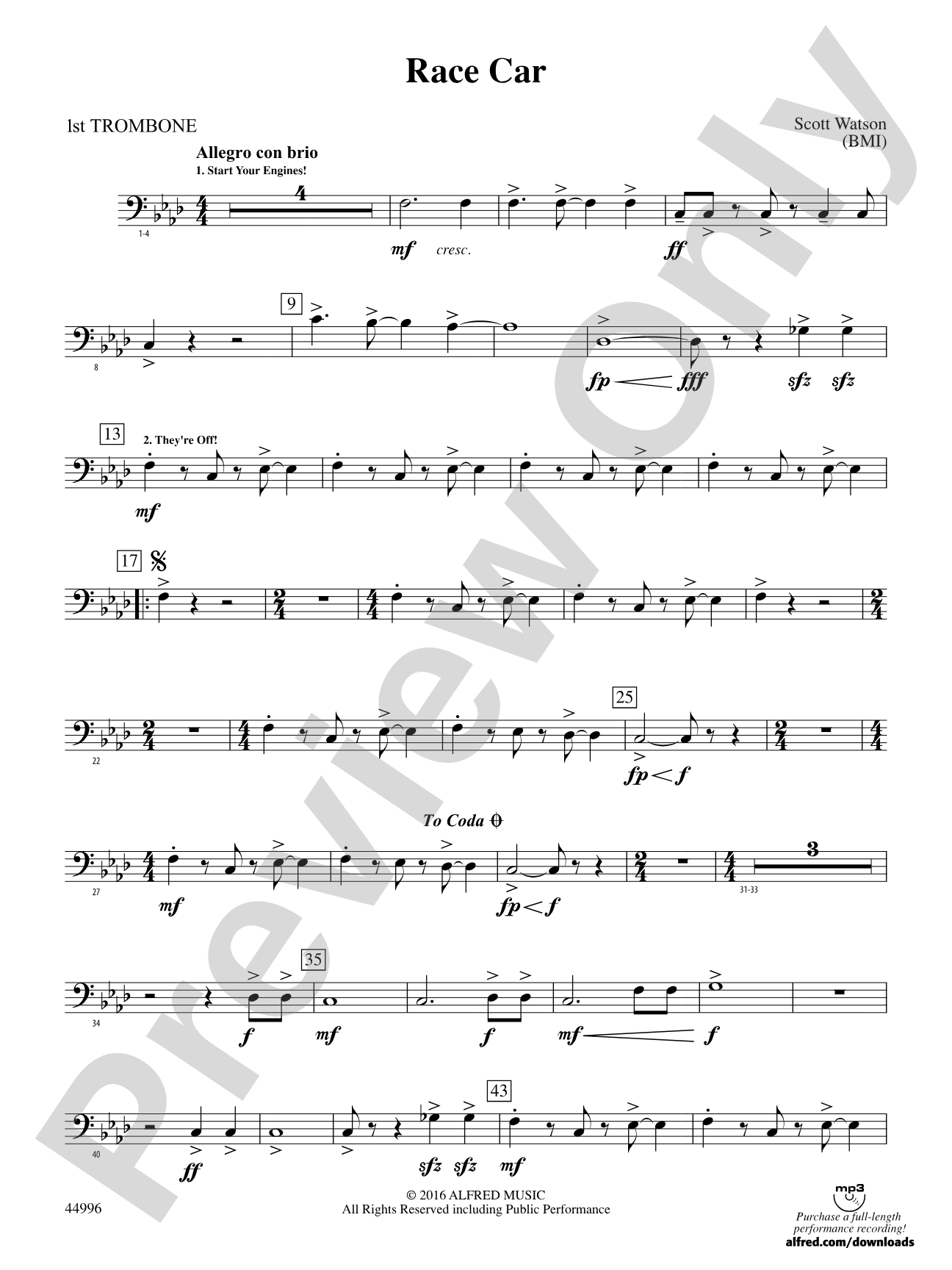 Race Car: 1st Trombone