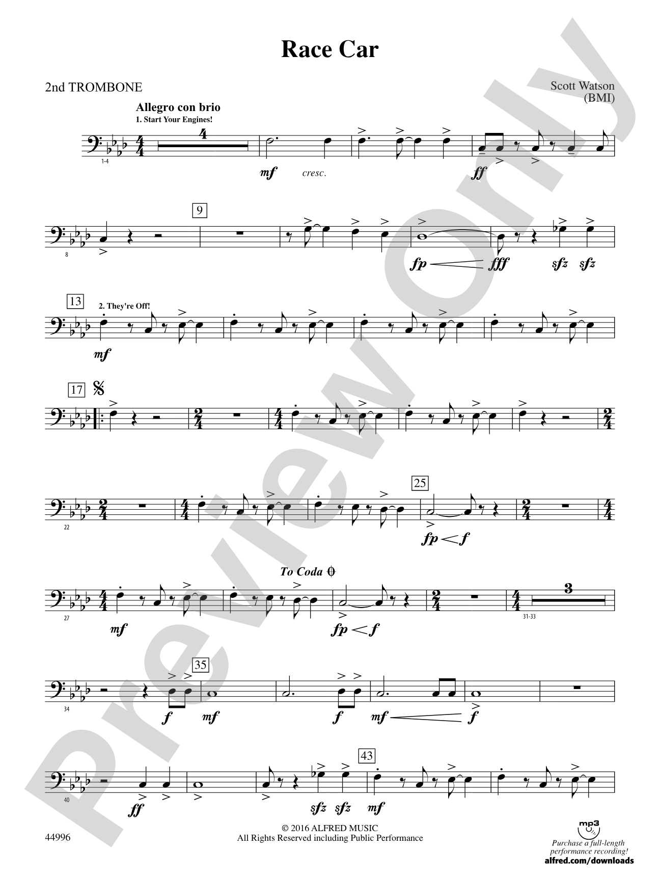 Race Car: 2nd Trombone
