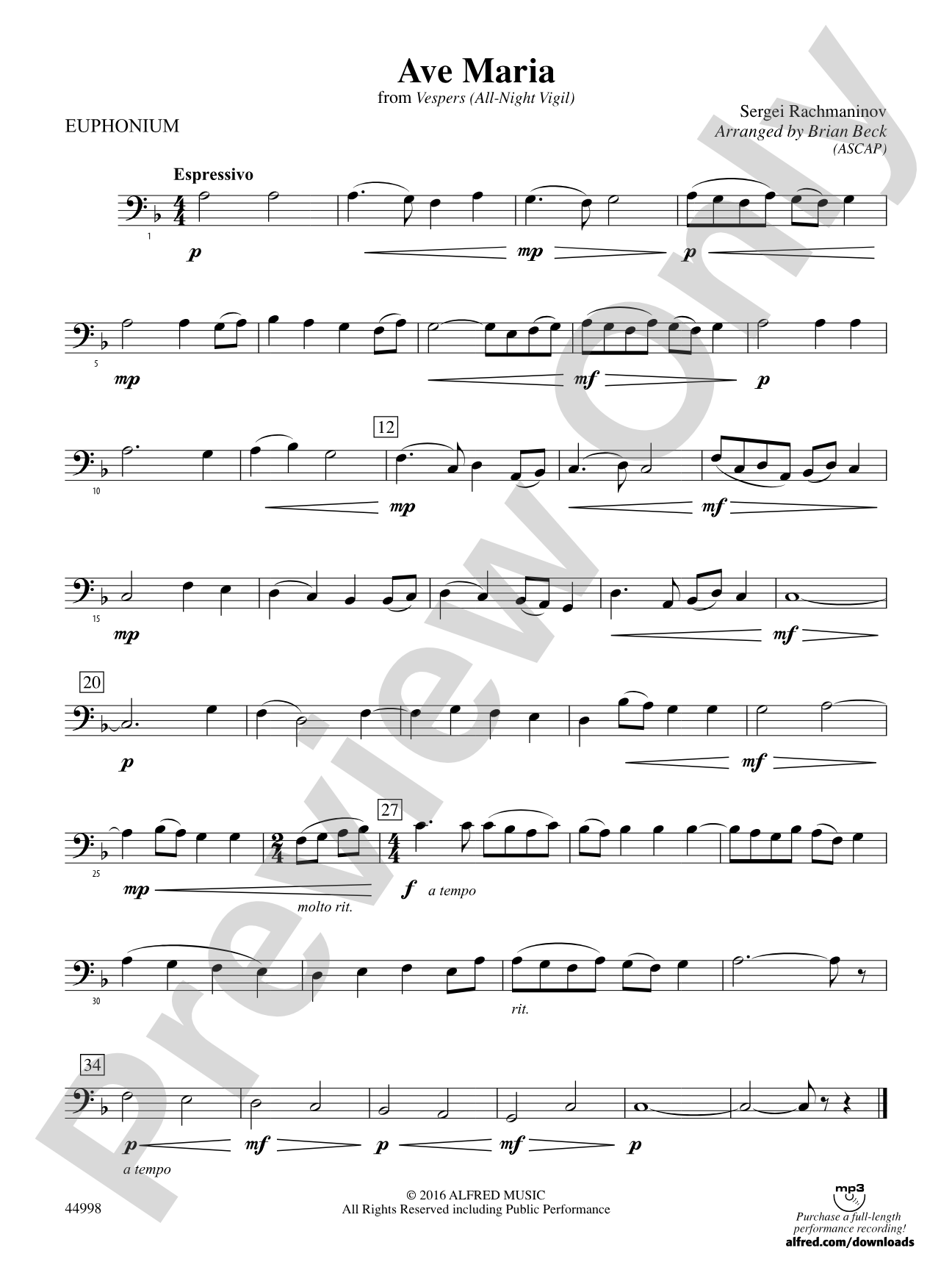 Ave Maria: Baritone B.C.