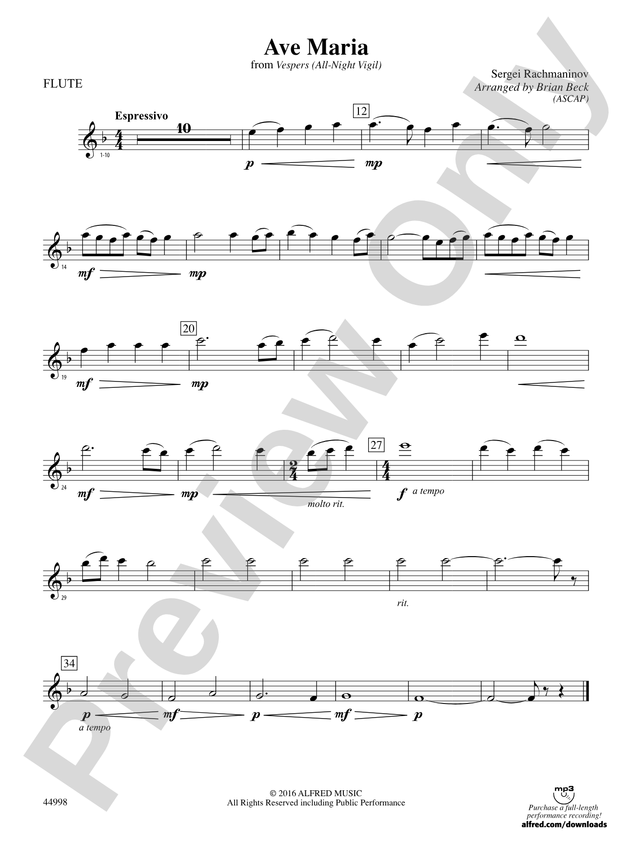Ave Maria: Flute