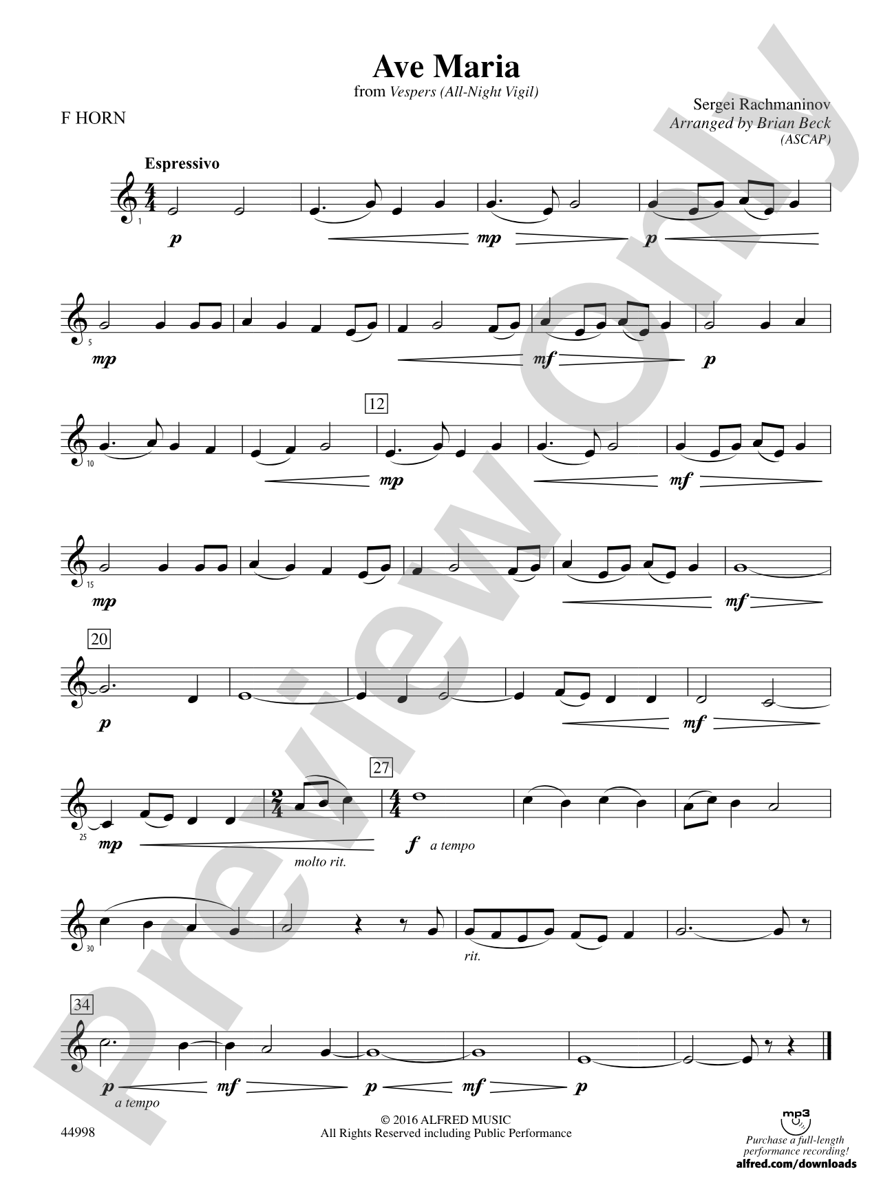 Ave Maria: 1st F Horn
