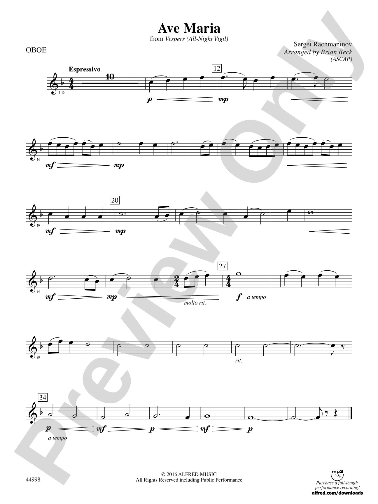 Ave Maria: Oboe
