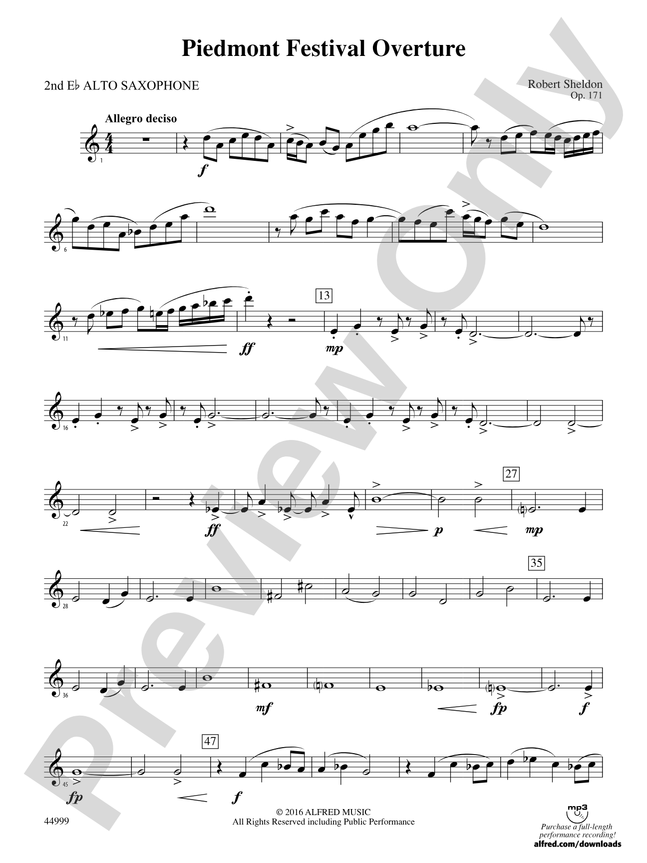 Piedmont Festival Overture: 2nd E-flat Alto Saxophone