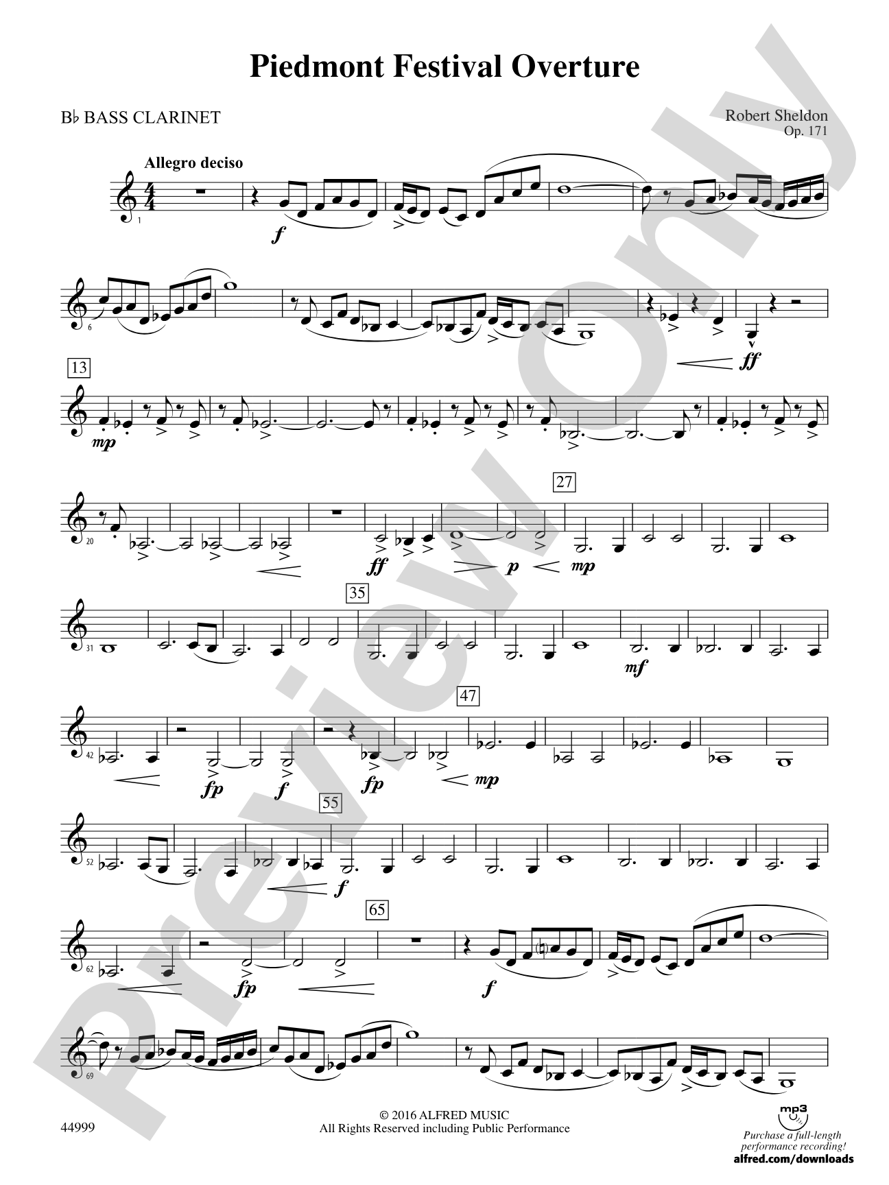 Piedmont Festival Overture: B-flat Bass Clarinet