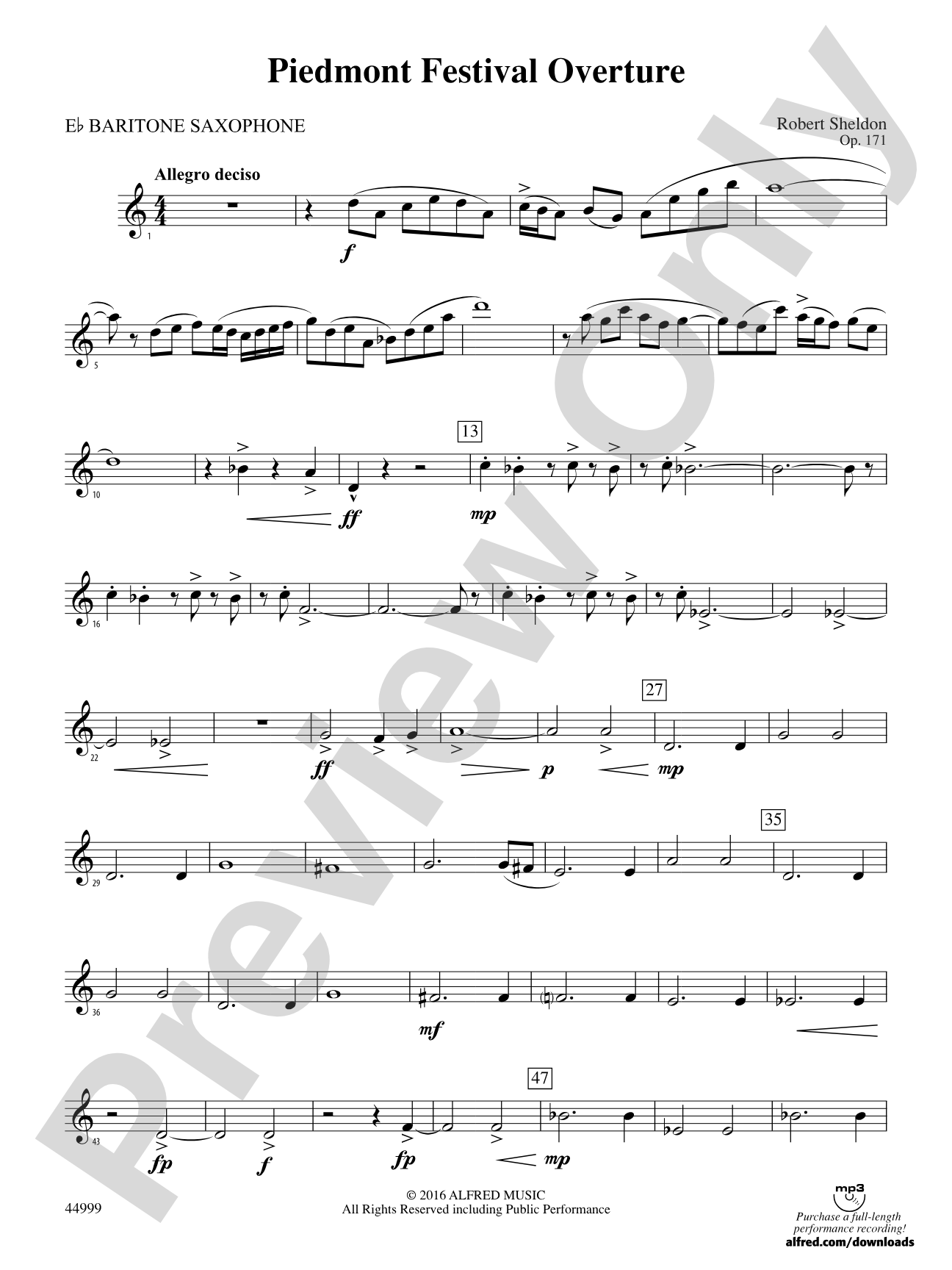 Piedmont Festival Overture: E-flat Baritone Saxophone