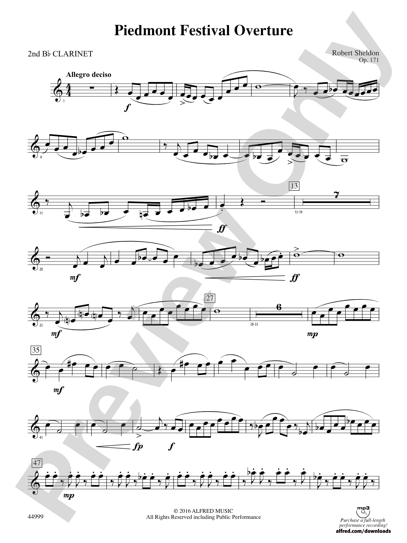 Piedmont Festival Overture: 2nd B-flat Clarinet