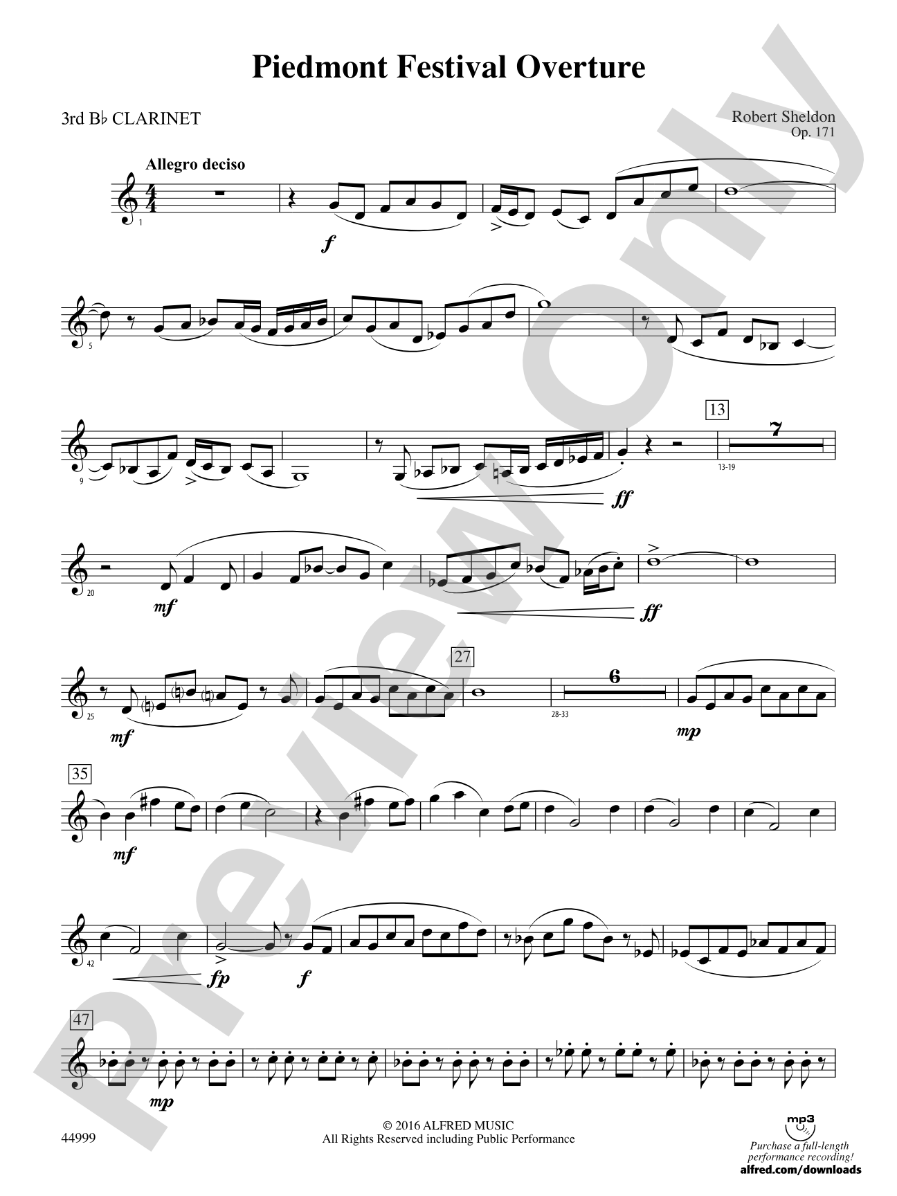 Piedmont Festival Overture: 3rd B-flat Clarinet