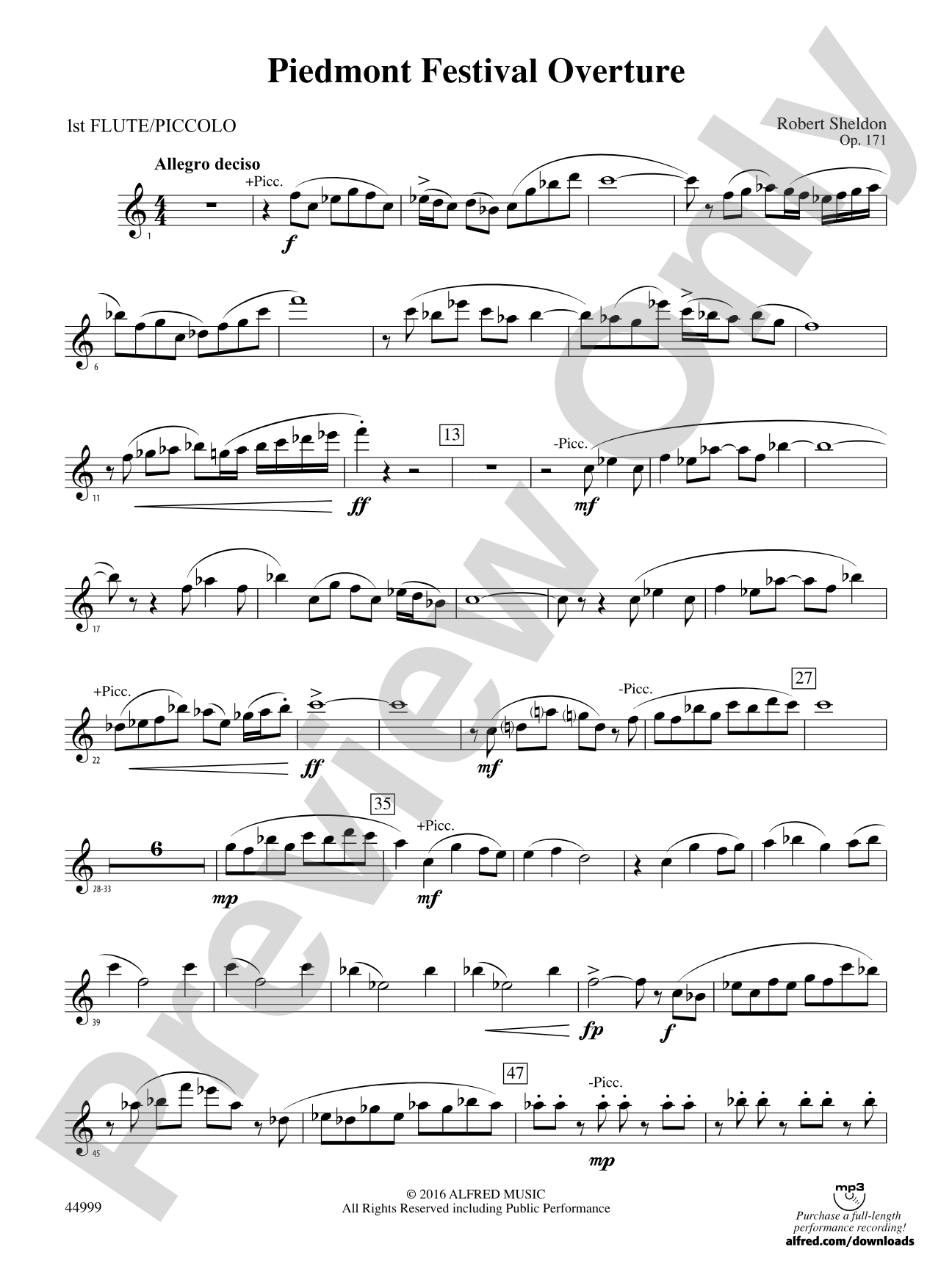 Piedmont Festival Overture: Flute
