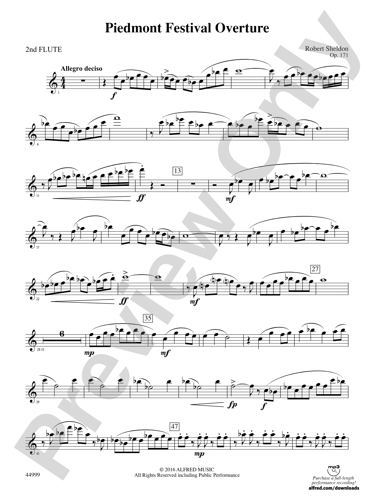 Piedmont Festival Overture: 2nd Flute