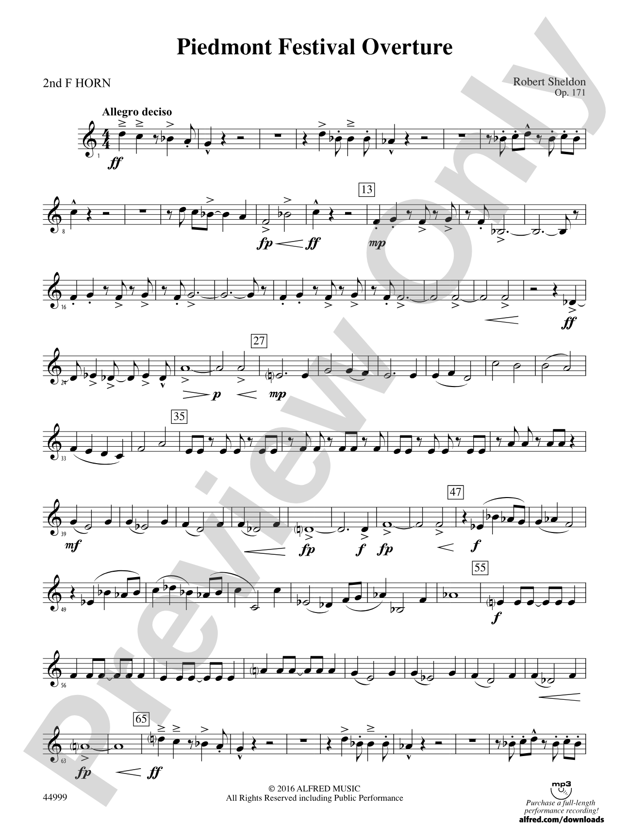 Piedmont Festival Overture: 2nd F Horn
