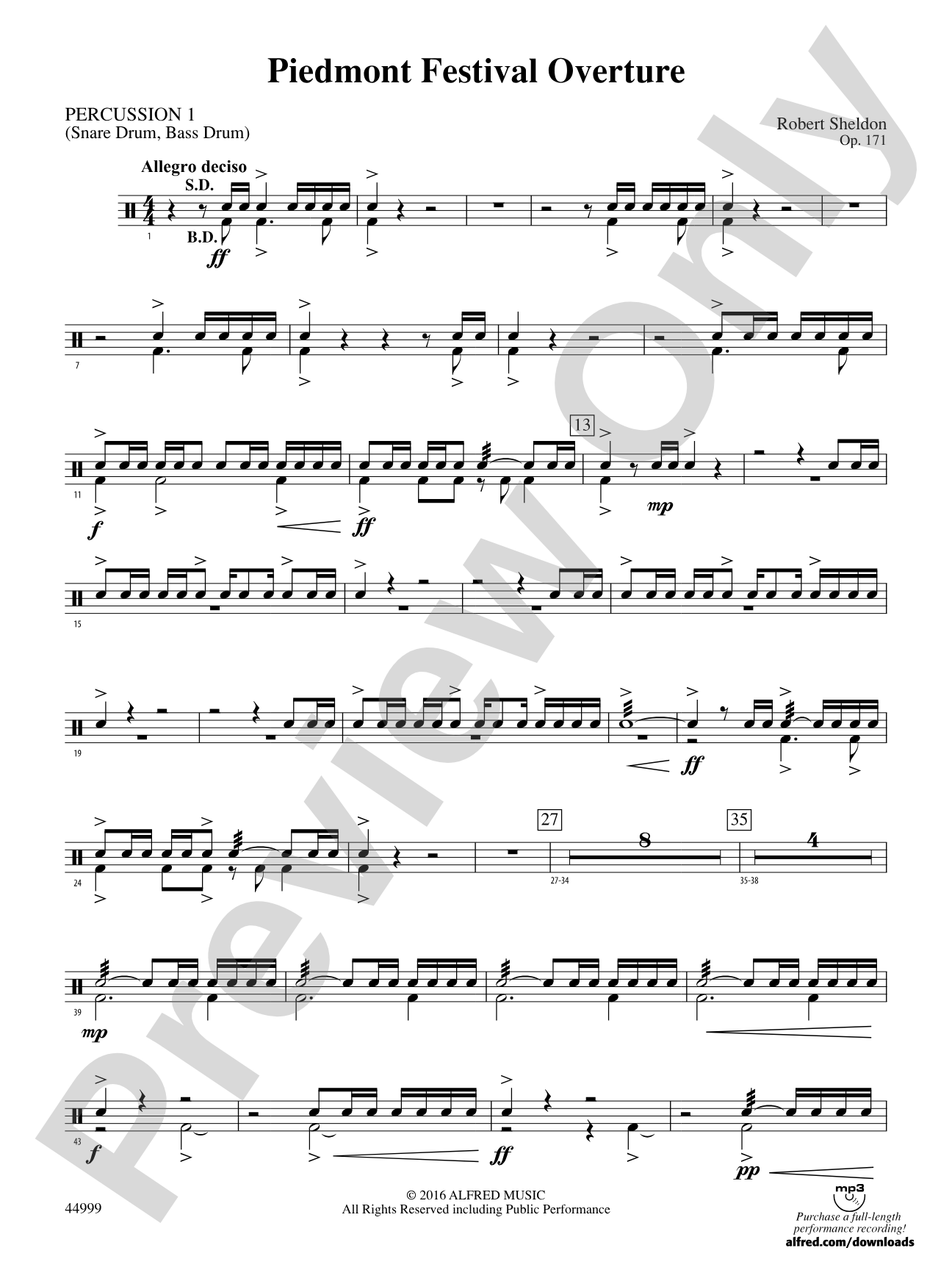 Piedmont Festival Overture: 1st Percussion