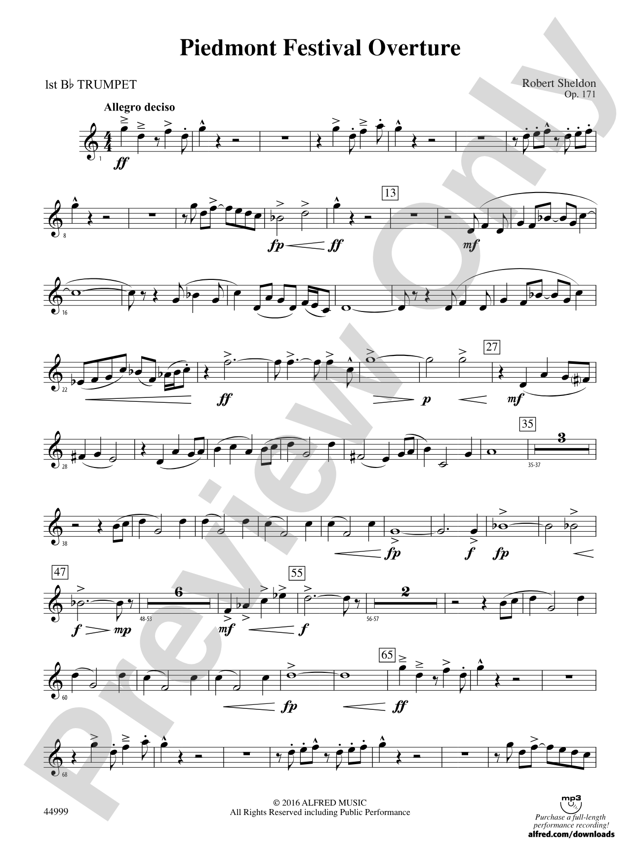 Piedmont Festival Overture: 1st B-flat Trumpet