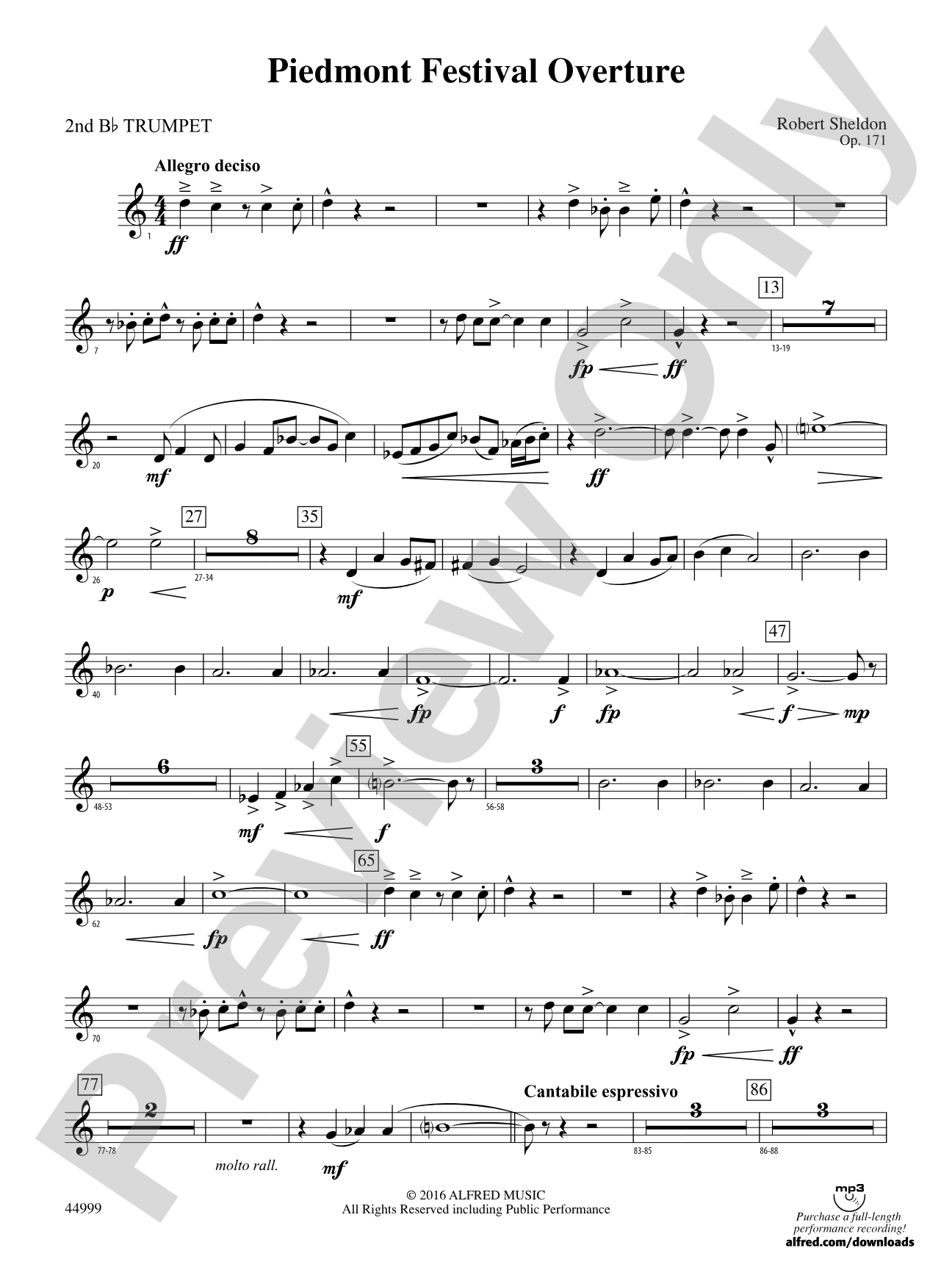 Piedmont Festival Overture: 2nd B-flat Trumpet
