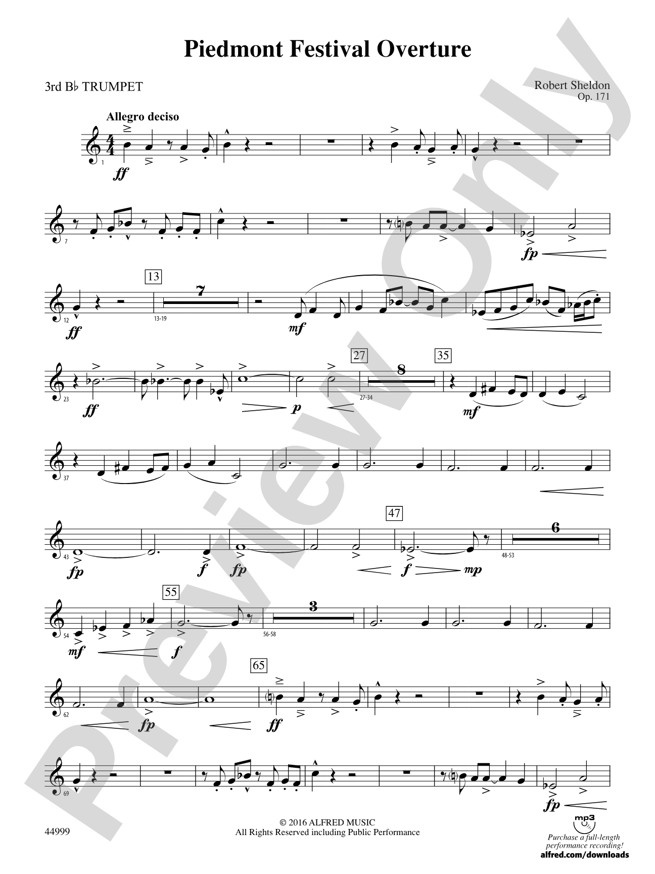 Piedmont Festival Overture: 3rd B-flat Trumpet
