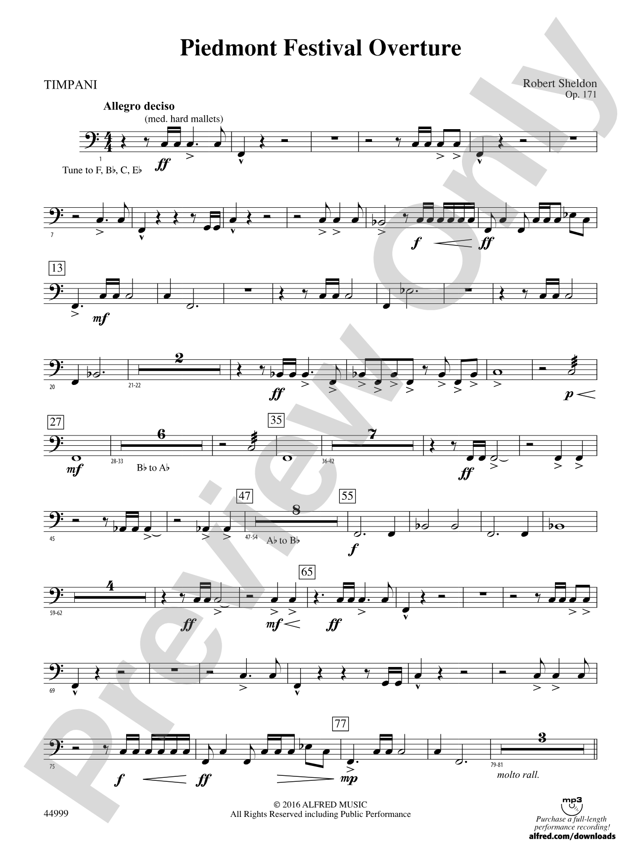 Piedmont Festival Overture: Timpani