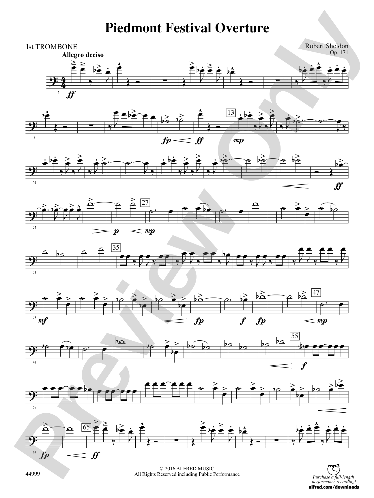 Piedmont Festival Overture: 1st Trombone