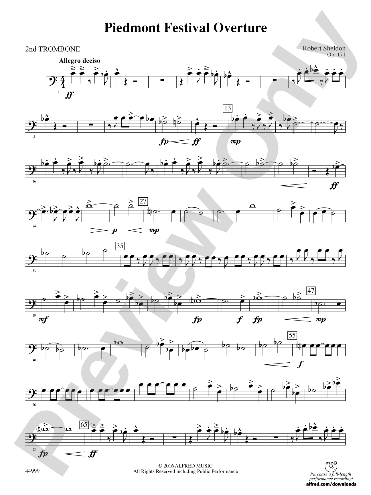 Piedmont Festival Overture: 2nd Trombone