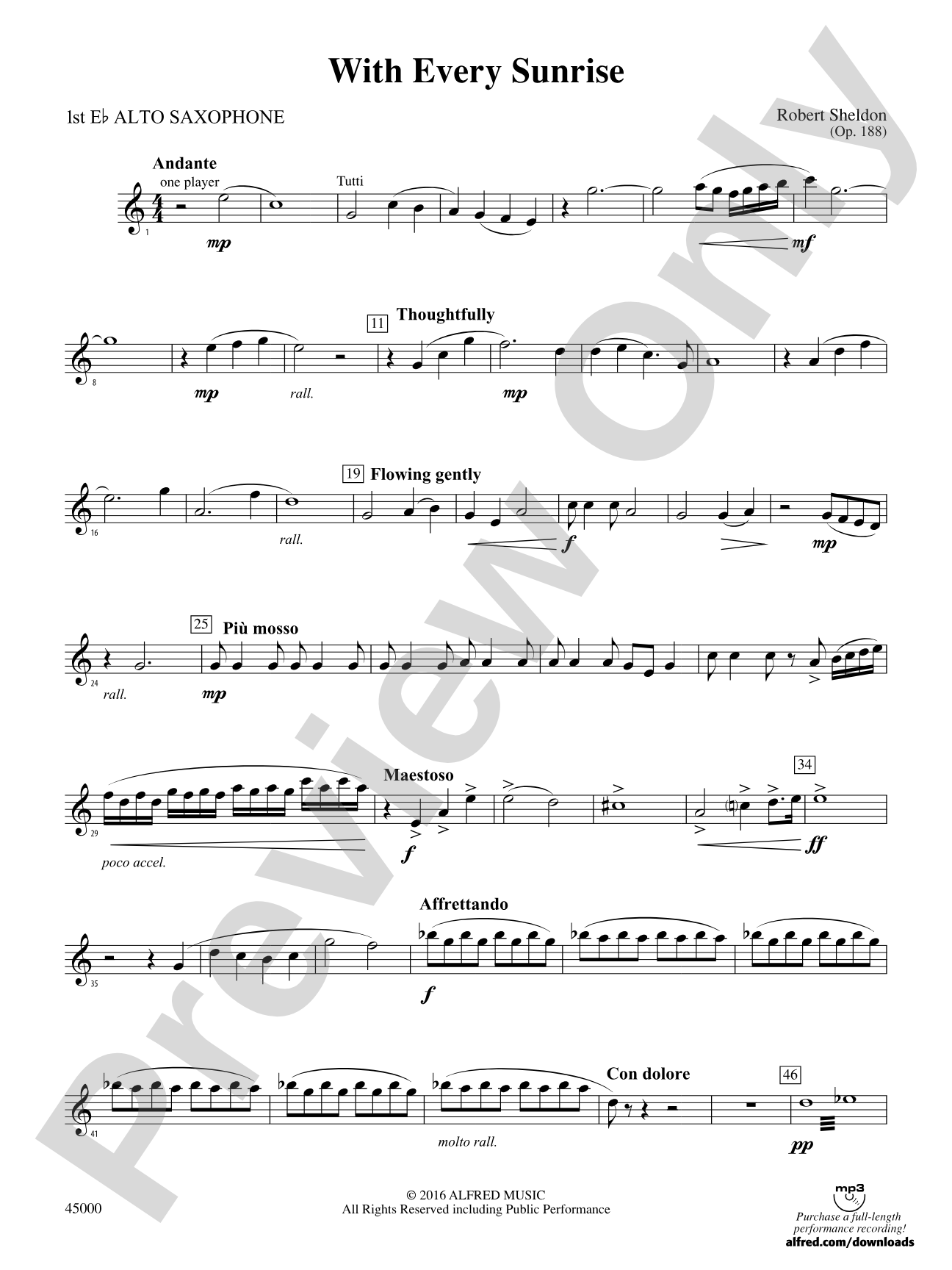 With Every Sunrise: E-flat Alto Saxophone
