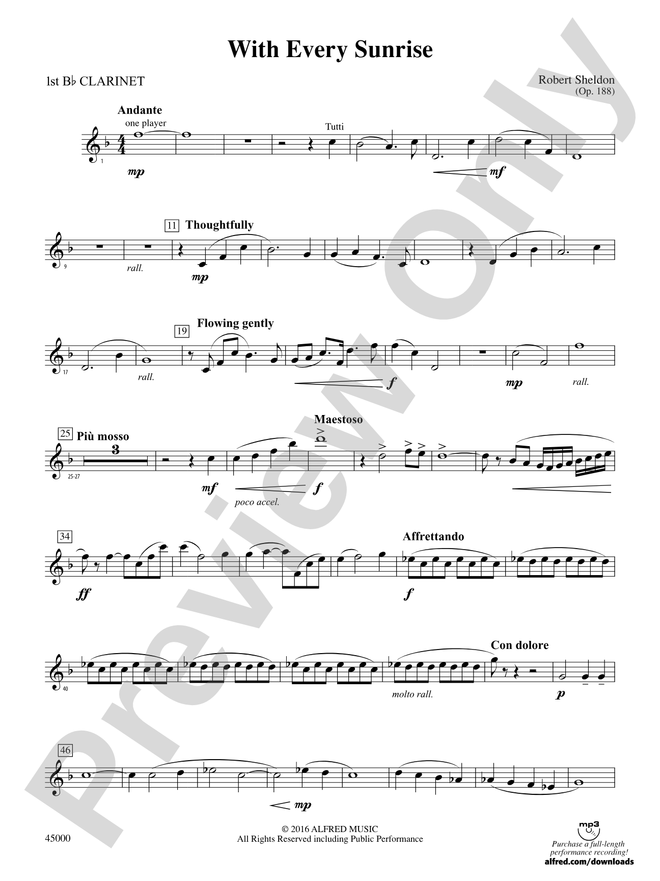 With Every Sunrise: 1st B-flat Clarinet