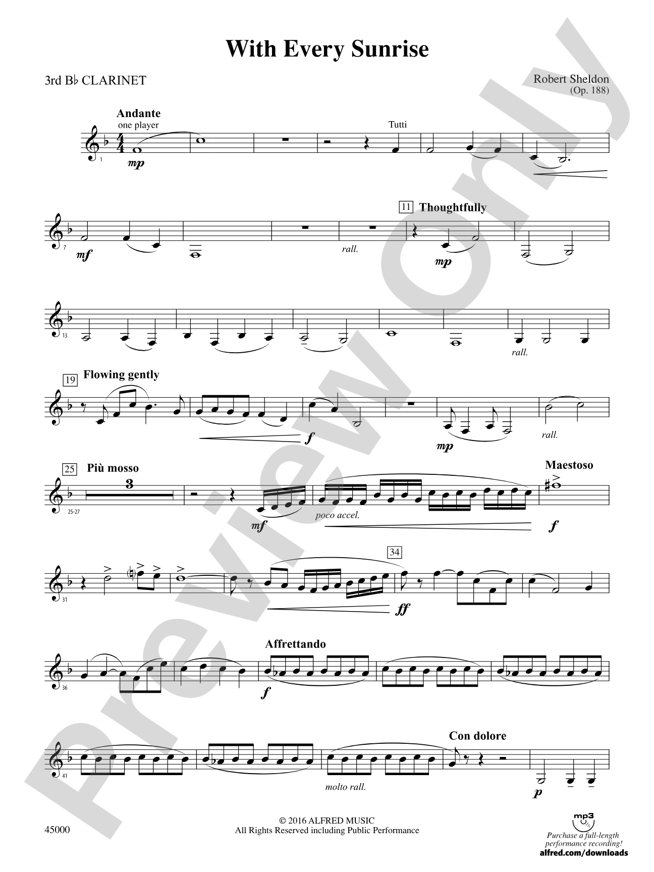 With Every Sunrise: 3rd B-flat Clarinet
