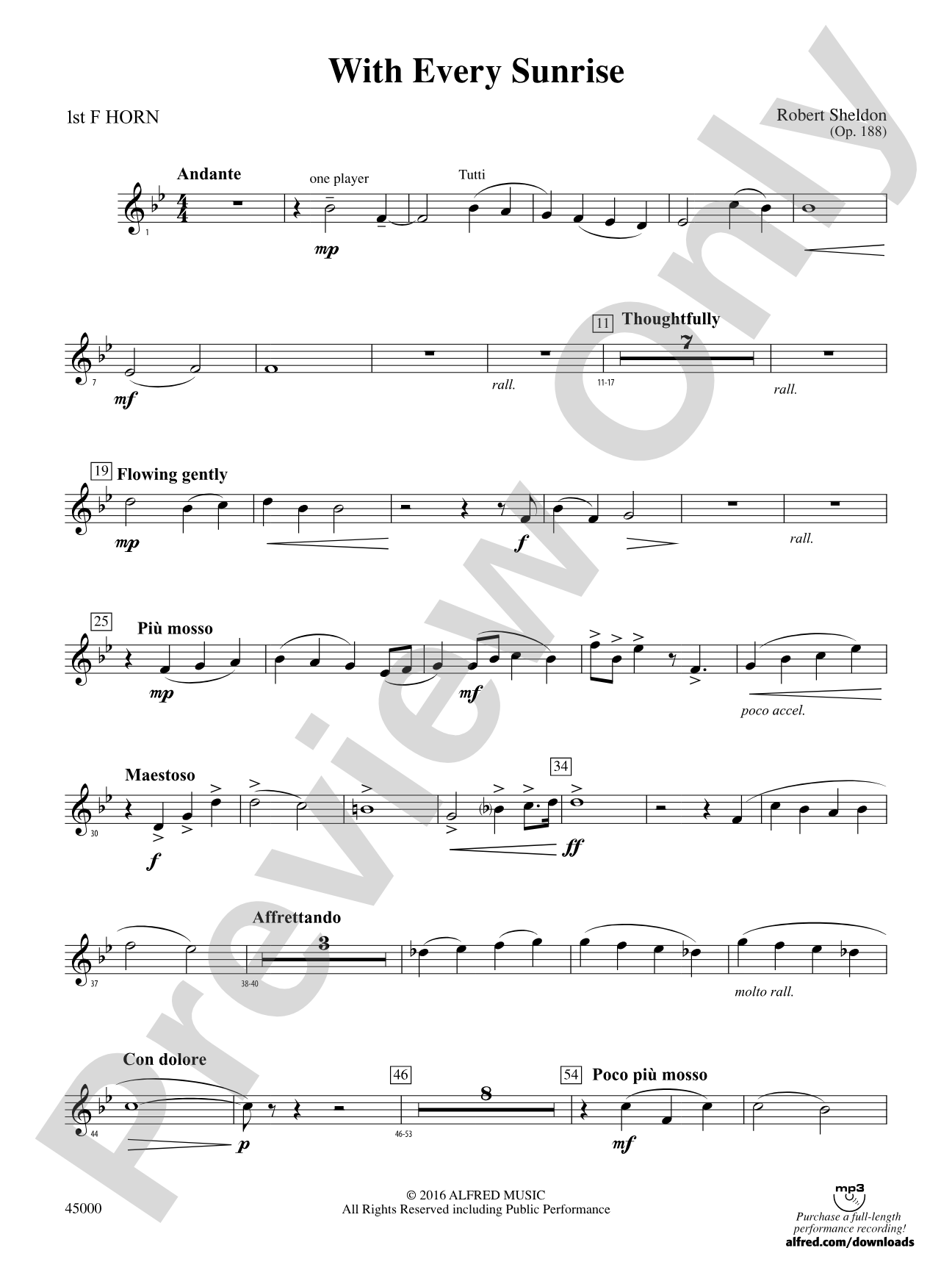 With Every Sunrise: 1st F Horn