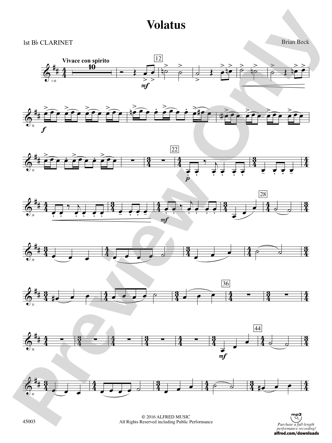 Volatus: 1st B-flat Clarinet