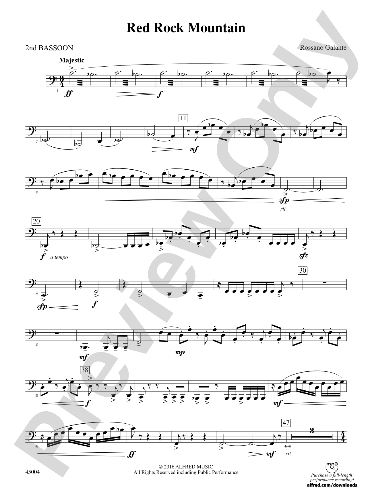 Red Rock Mountain: 2nd Bassoon