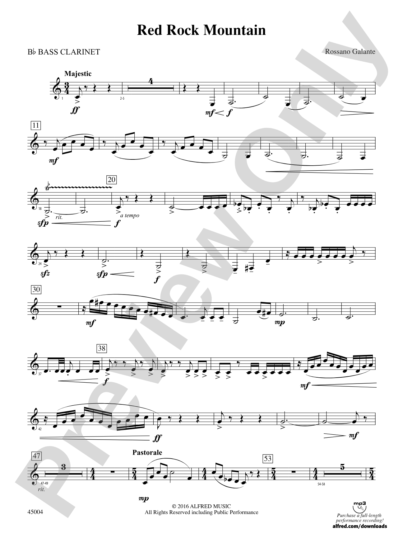 Red Rock Mountain: B-flat Bass Clarinet