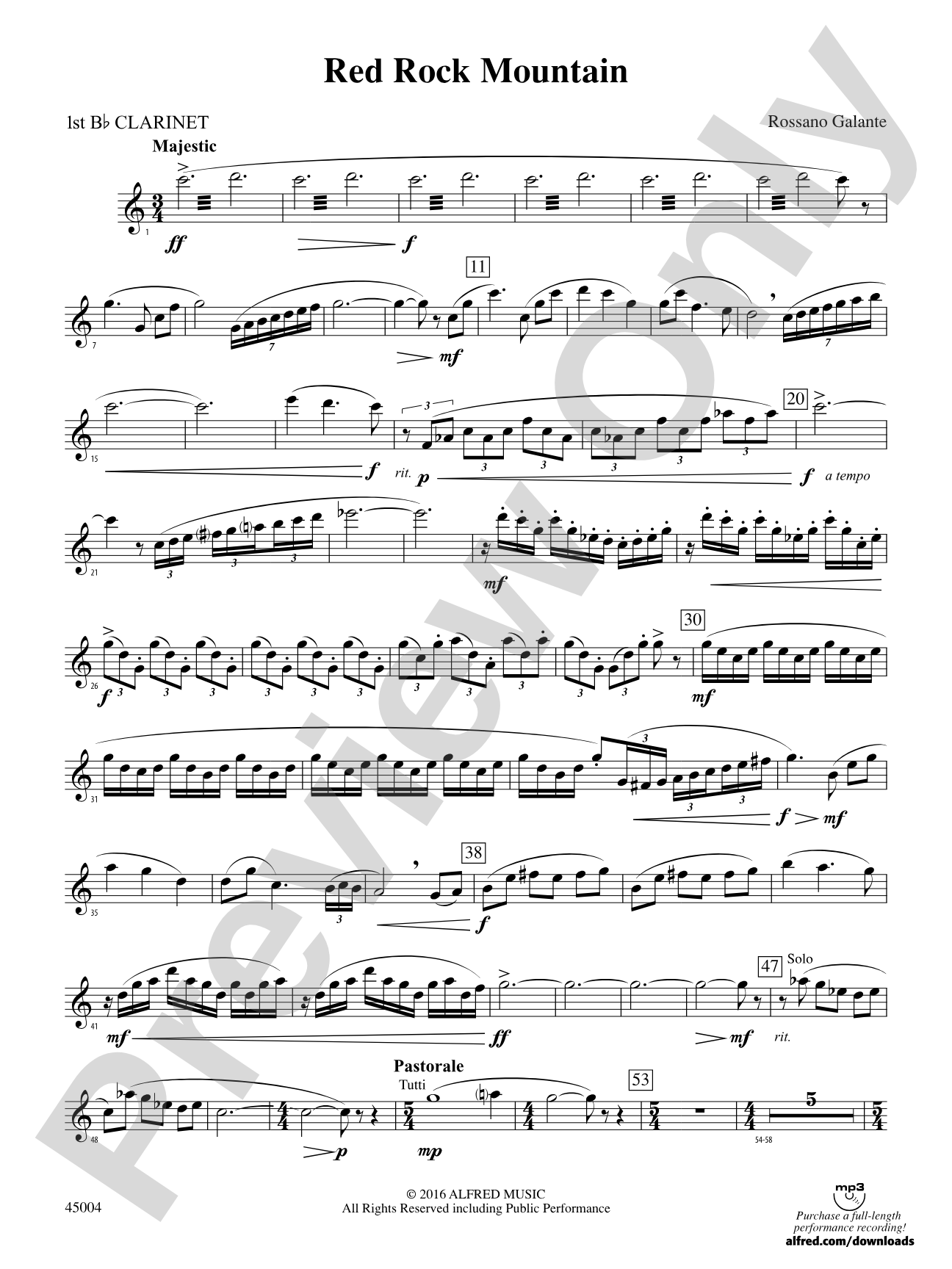 Red Rock Mountain: 1st B-flat Clarinet