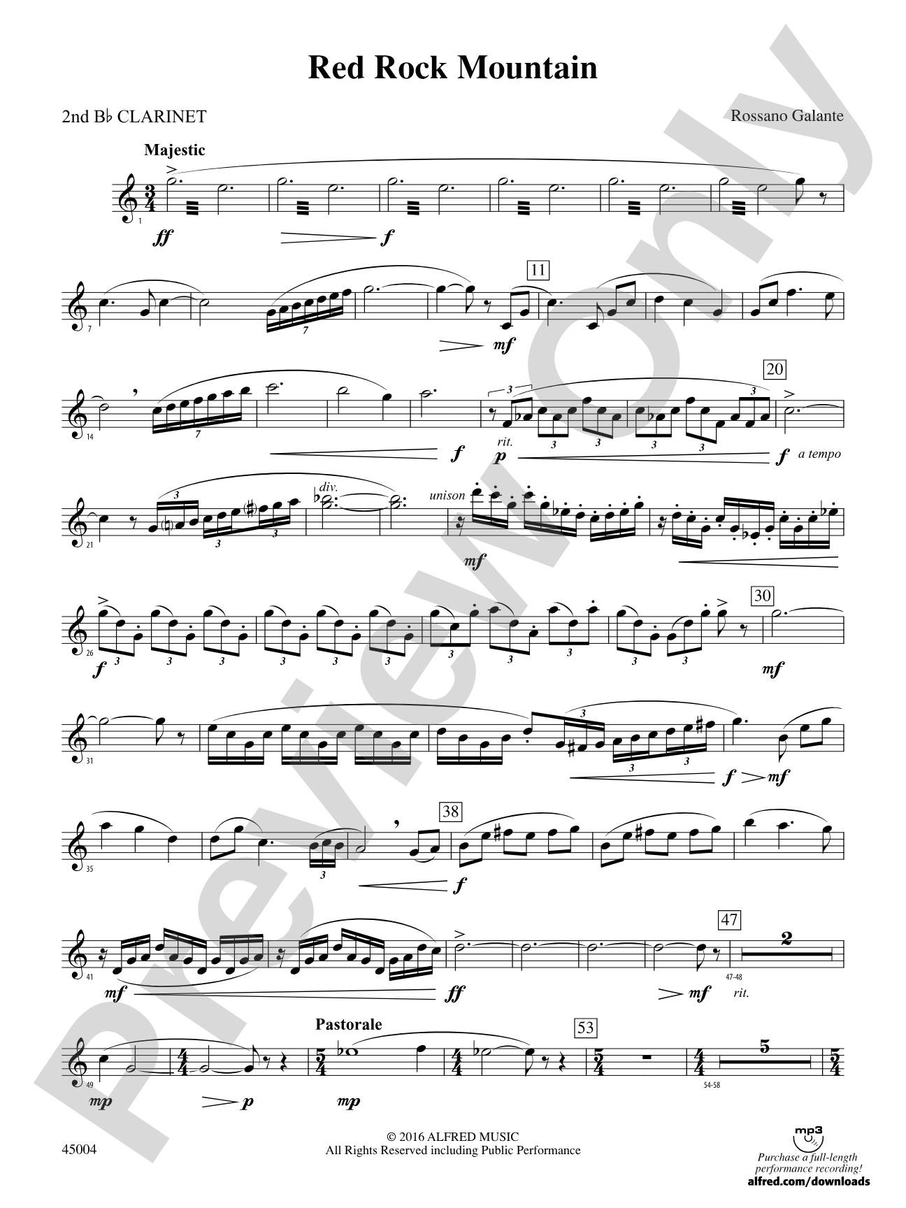 Red Rock Mountain: 2nd B-flat Clarinet