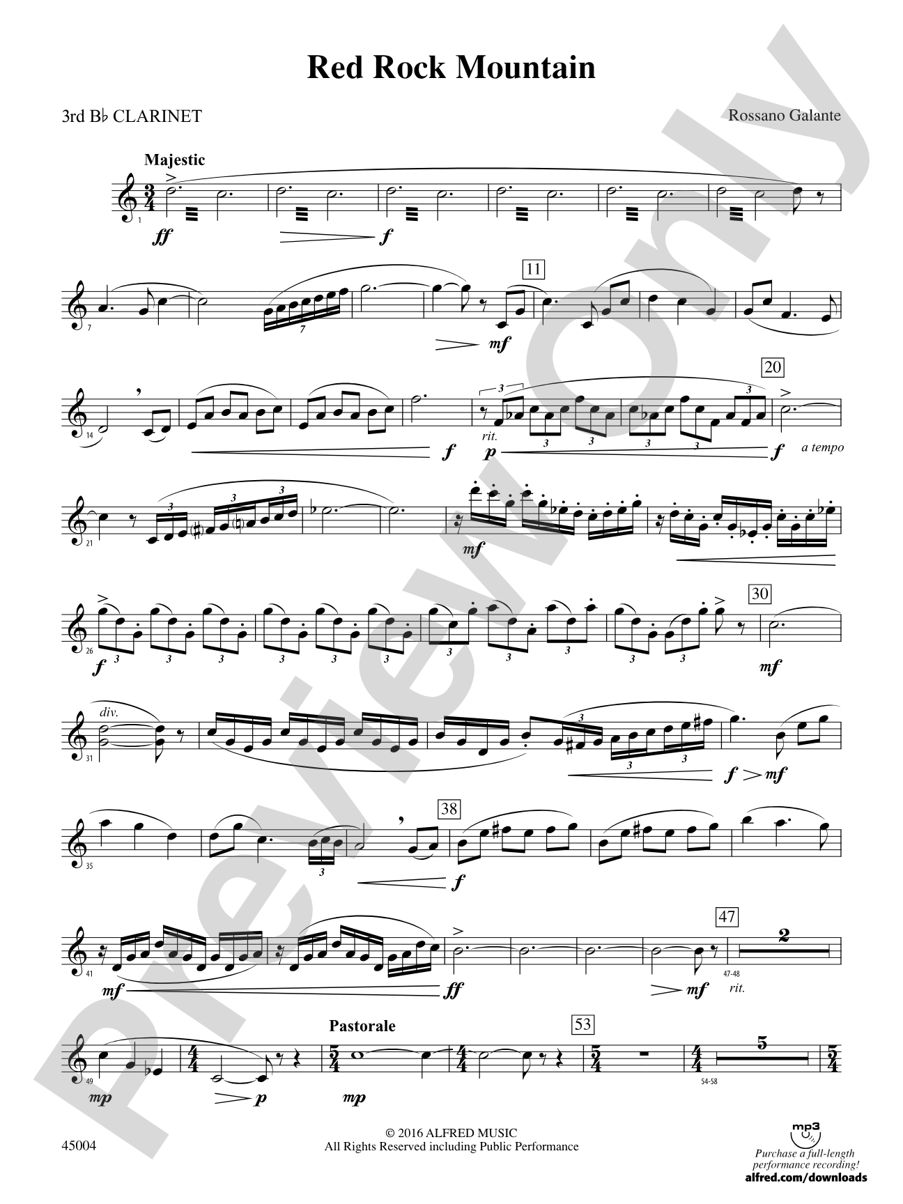 Red Rock Mountain: 3rd B-flat Clarinet