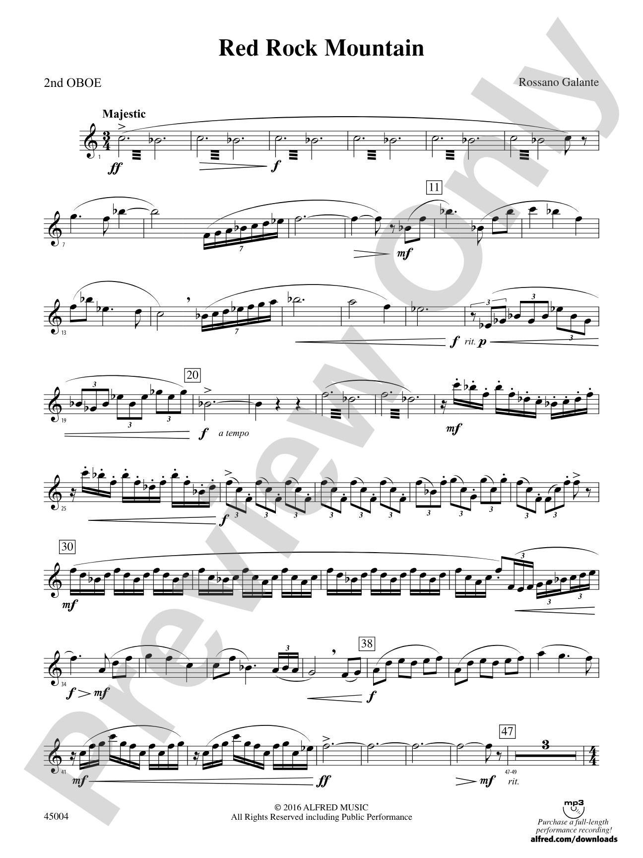 Red Rock Mountain: 2nd Oboe