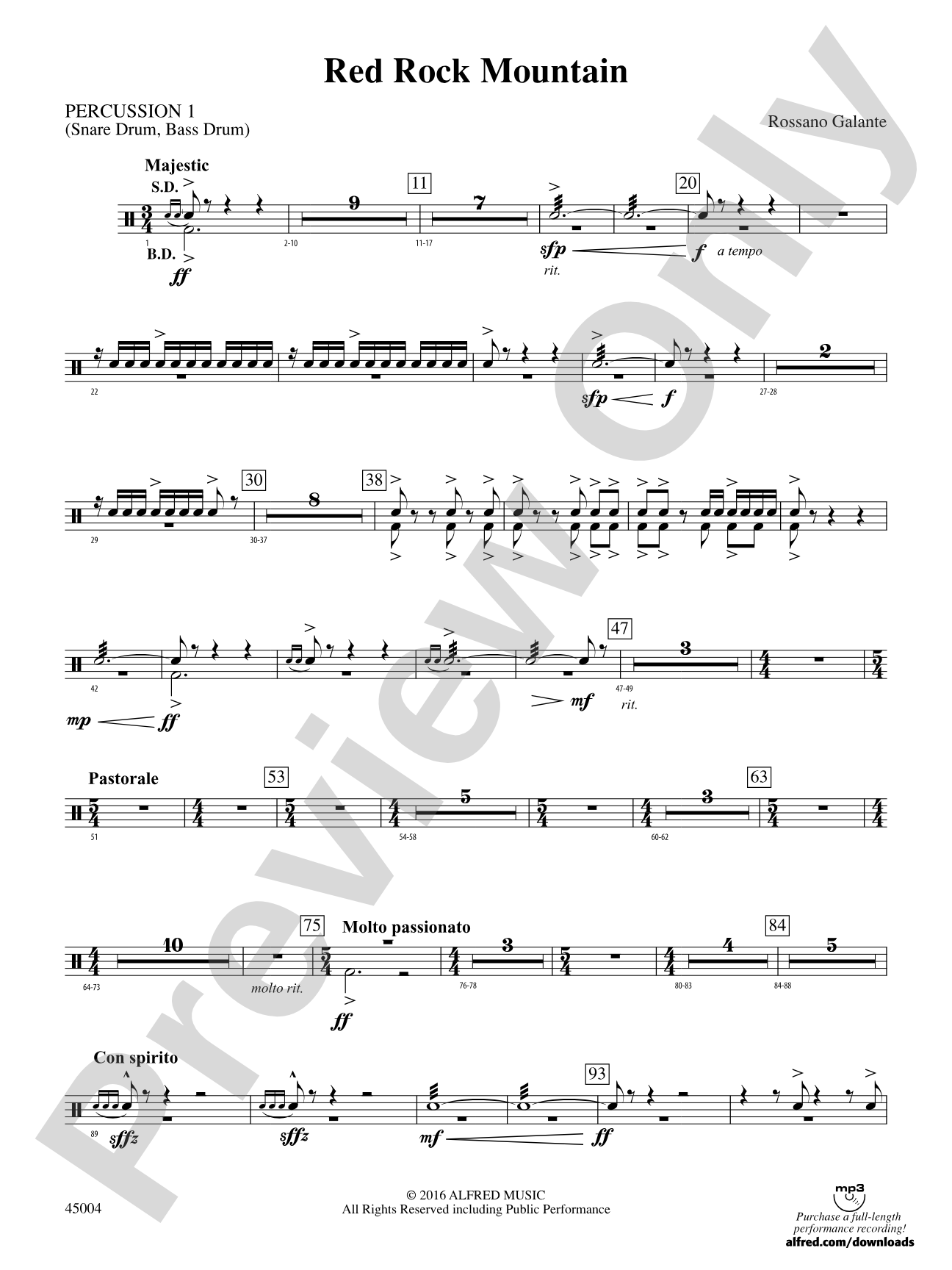 Red Rock Mountain: 1st Percussion