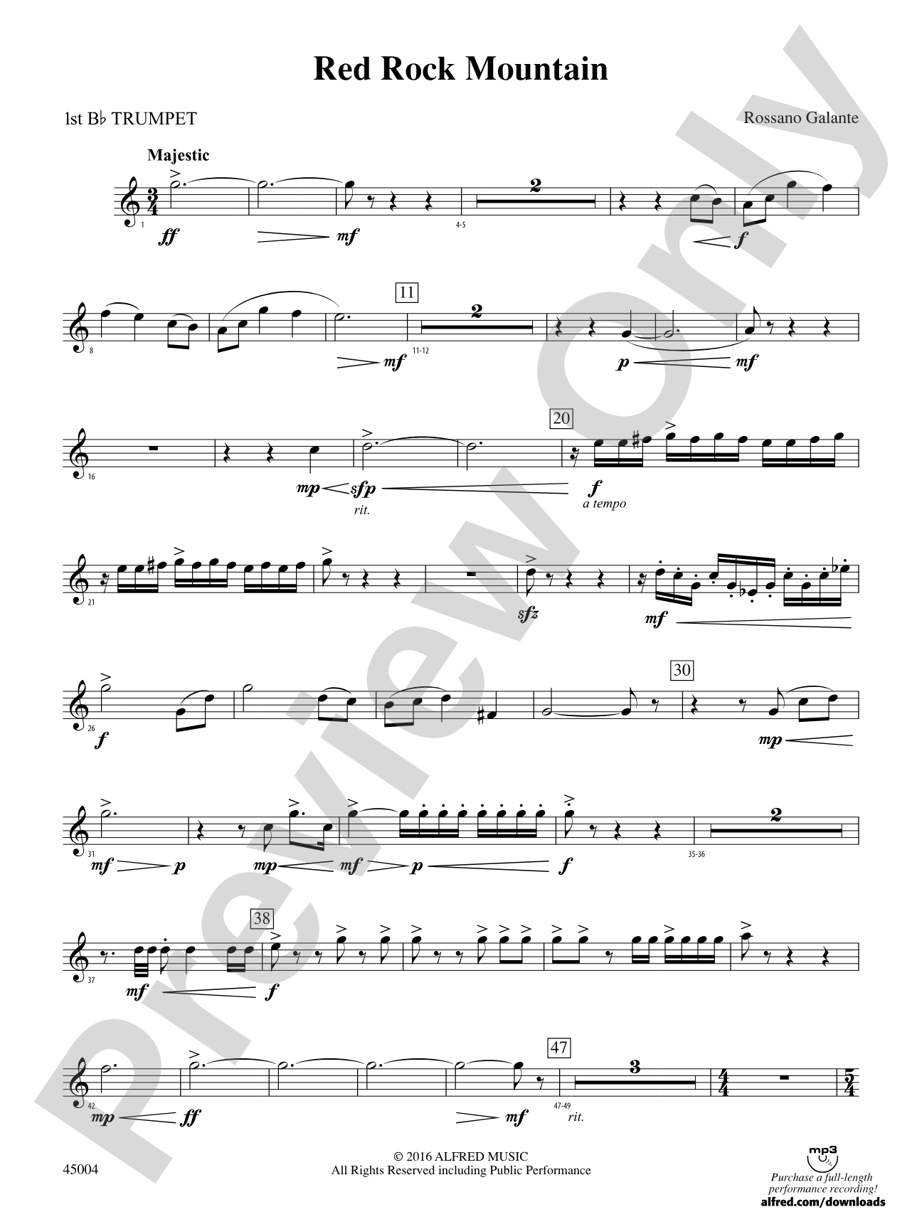 Red Rock Mountain: 1st B-flat Trumpet