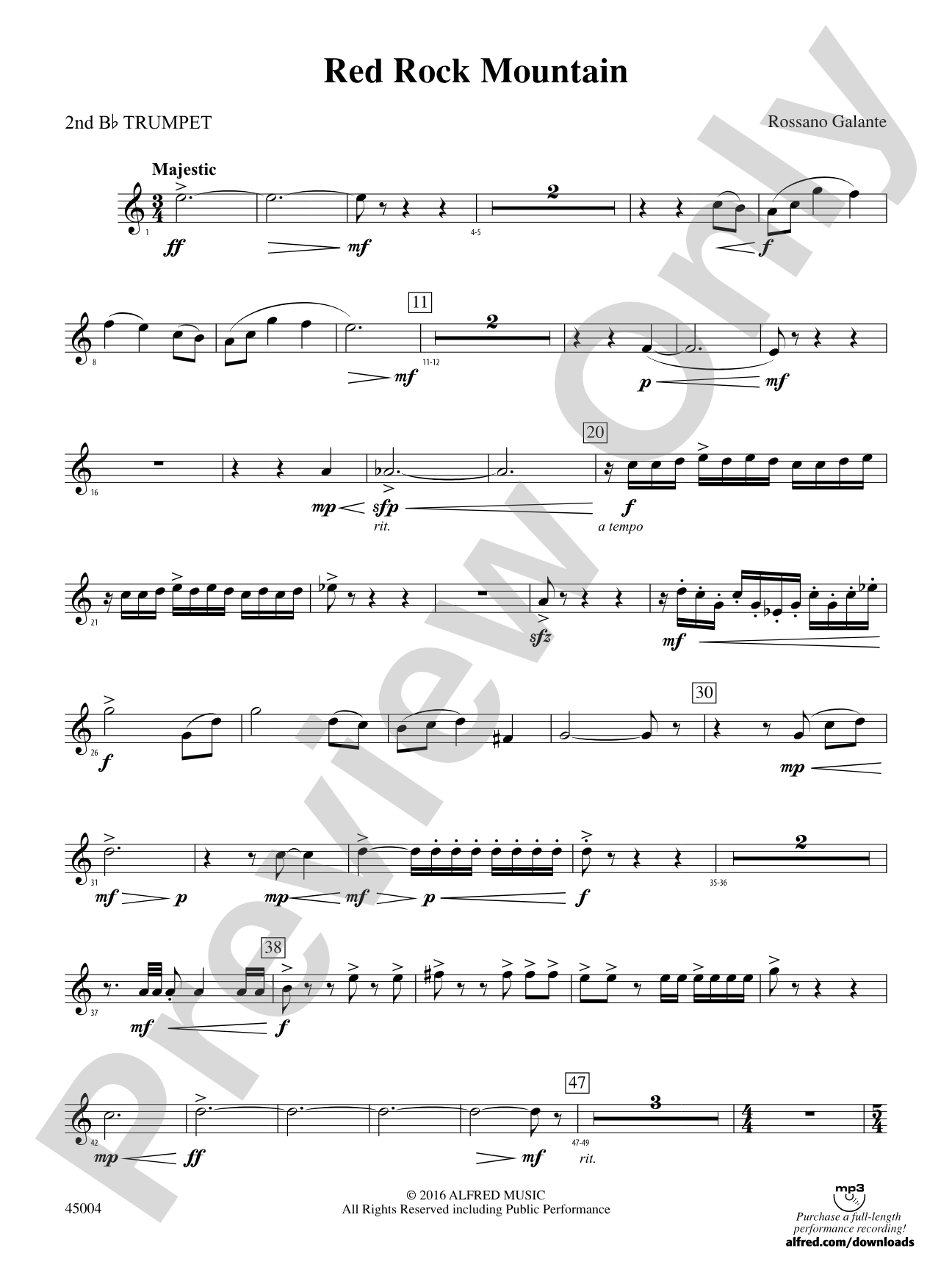 Red Rock Mountain: 2nd B-flat Trumpet