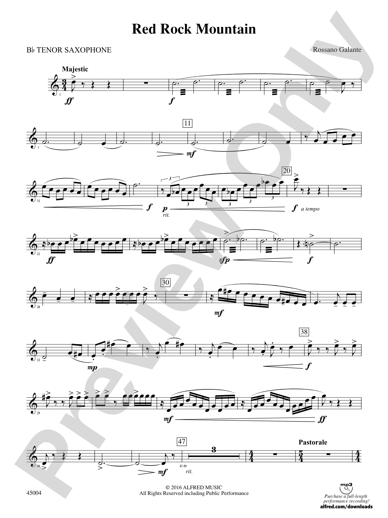 Red Rock Mountain: B-flat Tenor Saxophone